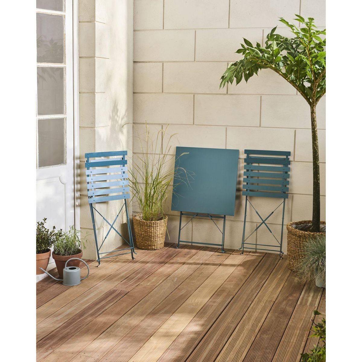 GARDENSTAR Table de jardin de jardin carrée pliable - 2 places - Acier - Crépuscule