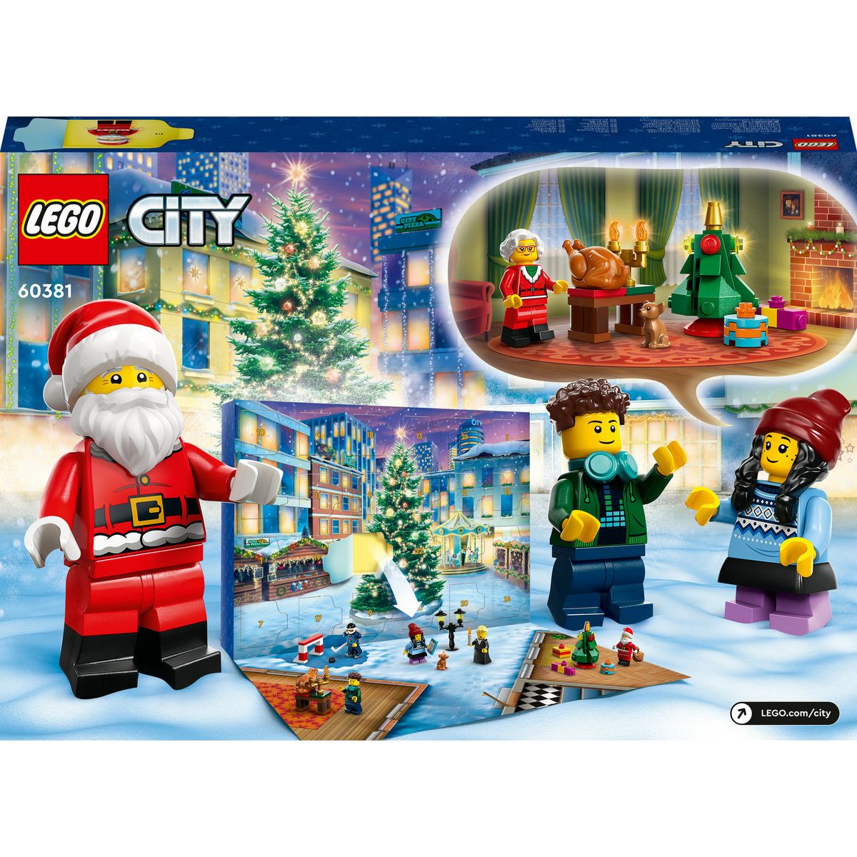 LEGO LEGO City 60381 Calendrier de l'Avent 2023, avec 24 Cadeaux dont Figurines du Père Noël et du Renne, Cadeau de Noël