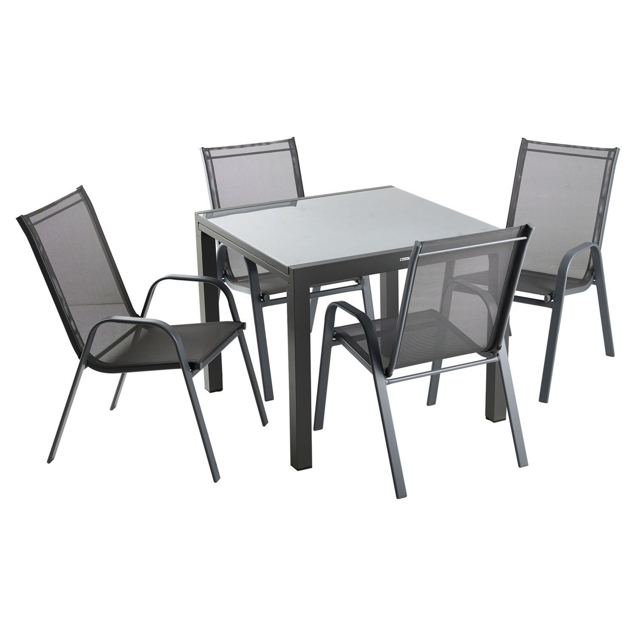 Voir la diapositive 2 : GARDENSTAR Table de jardin rectangulaire extensible - 4/6 places - Acier - Gris