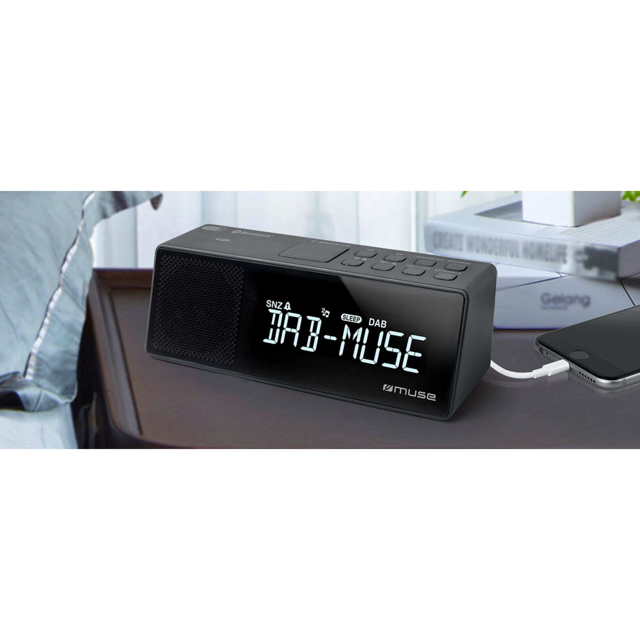 Voir la diapositive 2 : MUSE Radio réveil M172 DBT DAB - Noir