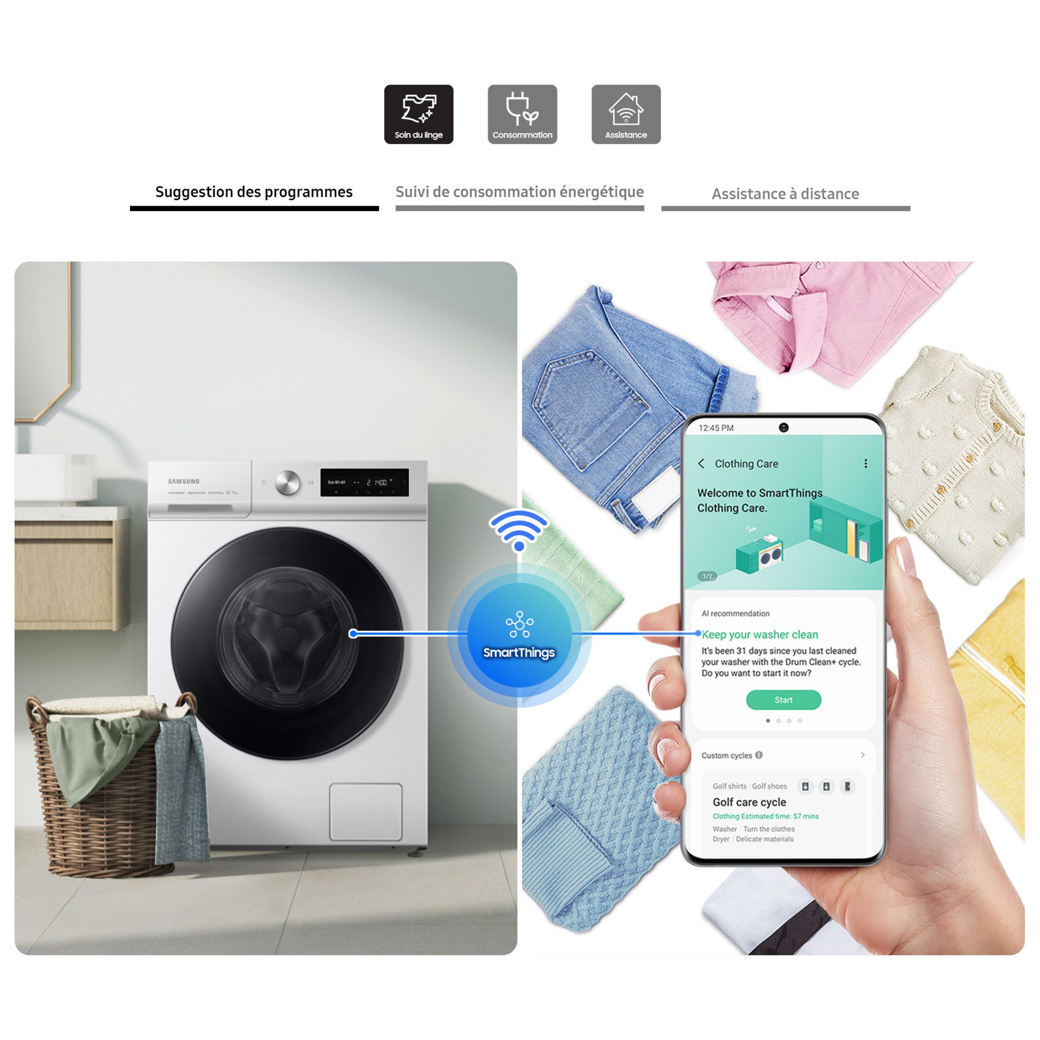 Voir la diapositive 9 : SAMSUNG Lave linge hublot à induction WW11BB744DGW, 11 kg, 1400 T/min, A