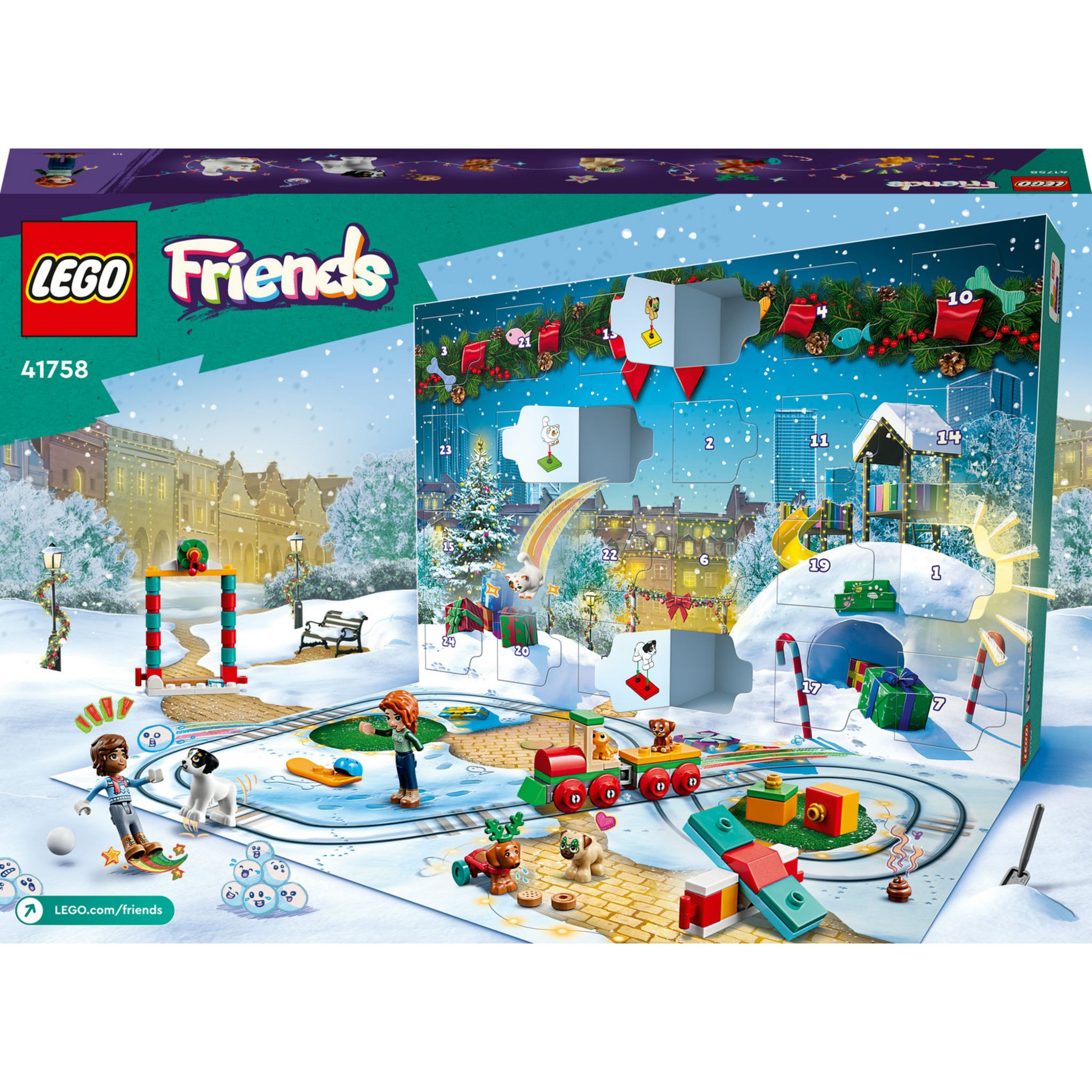 Voir la diapositive 2 : LEGO Friends 41758 - Le Calendrier de l Avent, avec 24 Cadeaux dont 8 Figurines d'Animaux, 2 Mini-Poupées