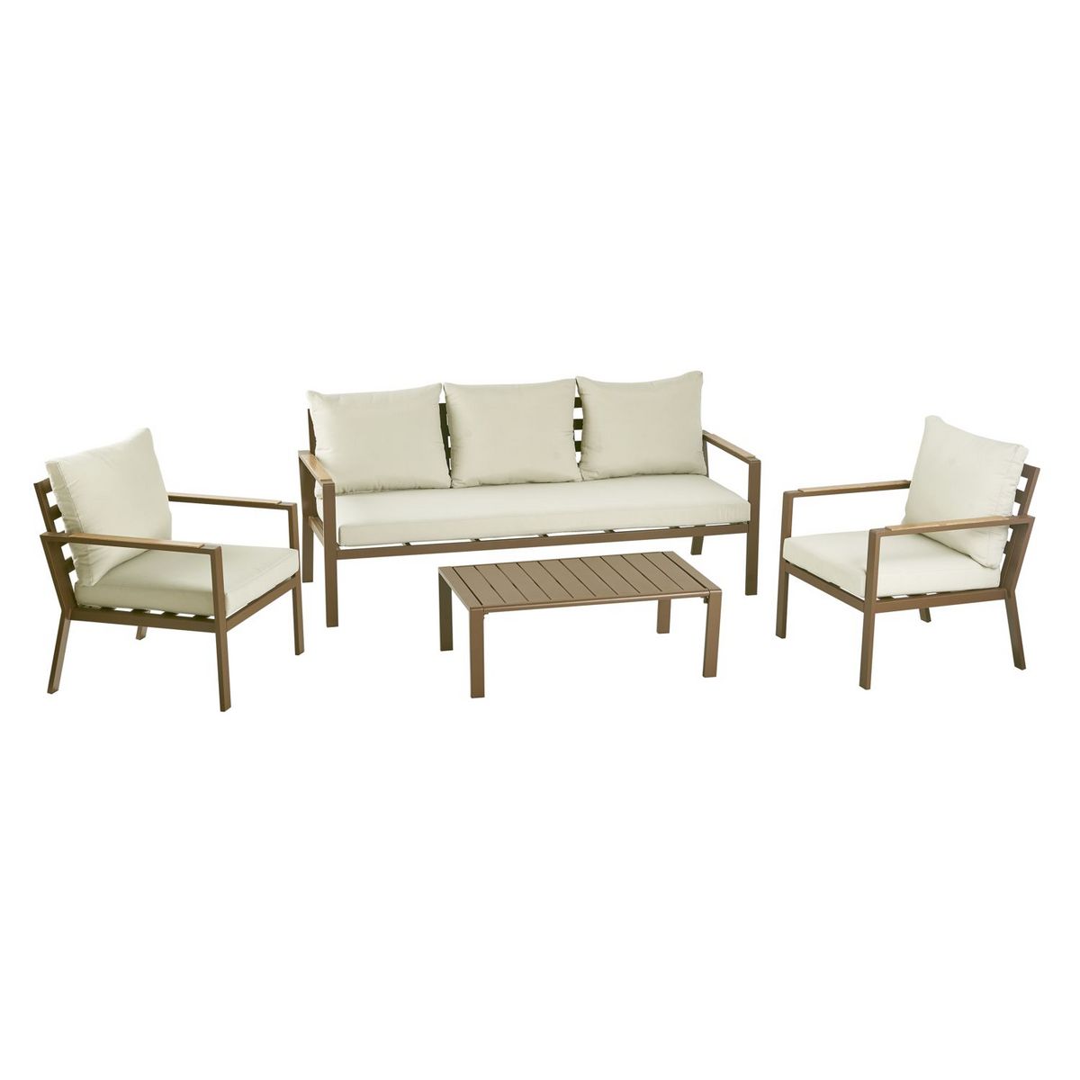 GARDENSTAR Salon de jardin - 5 places - Aluminium - Aspect bois