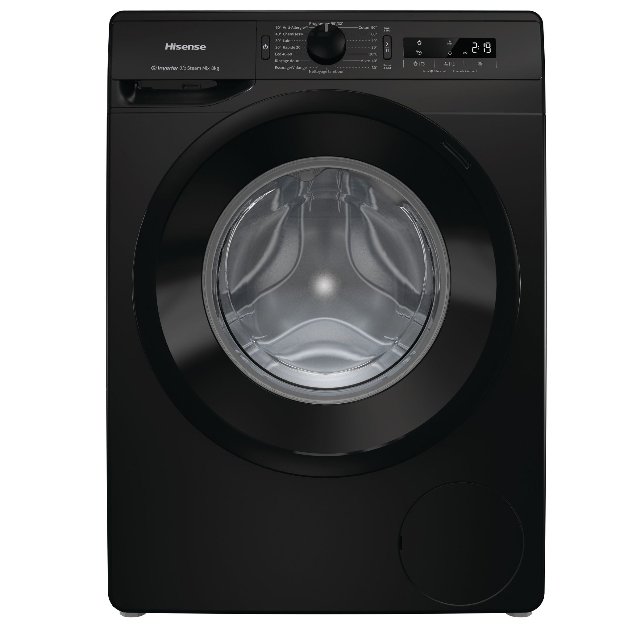 Voir la diapositive 2 : HISENSE Lave linge hublot à induction WFGP80143VMB, 8 kg, 1400 T/min, B