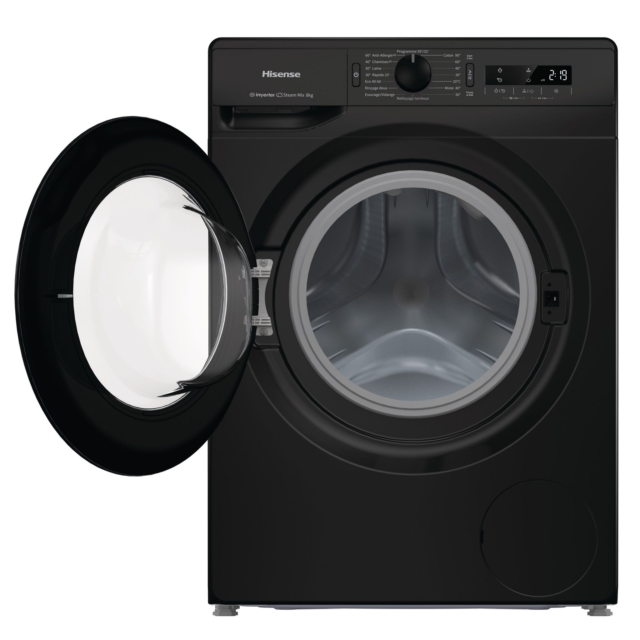 Voir la diapositive 3 : HISENSE Lave linge hublot à induction WFGP80143VMB, 8 kg, 1400 T/min, B