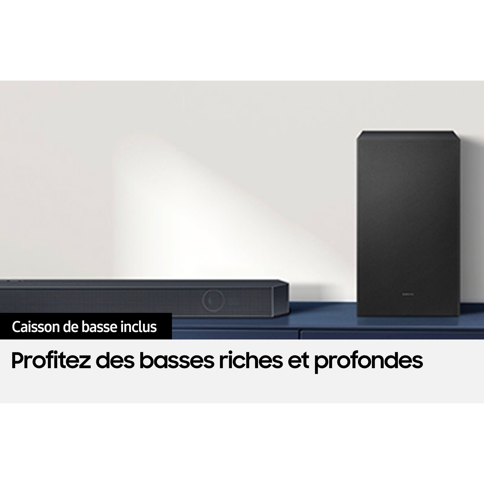 Voir la diapositive 12 : SAMSUNG Barre de son HW-Q700C  Dolby Atmos 3.1.2 avec caisson de basses sans fil