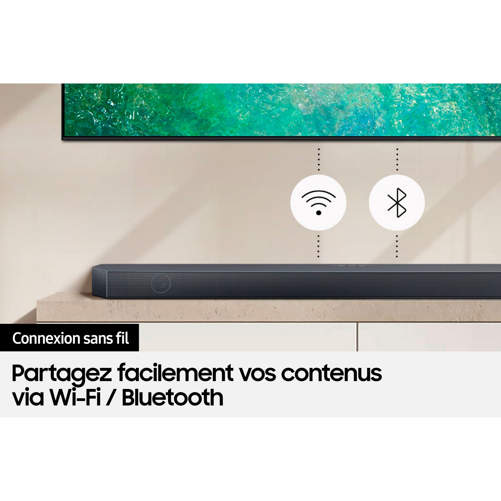 Voir la diapositive 8 : SAMSUNG Barre de son HW-Q700C  Dolby Atmos 3.1.2 avec caisson de basses sans fil