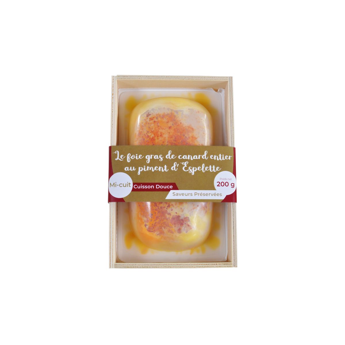 Foie gras de canard entier au piment d'Espelette mi-cuit 200g