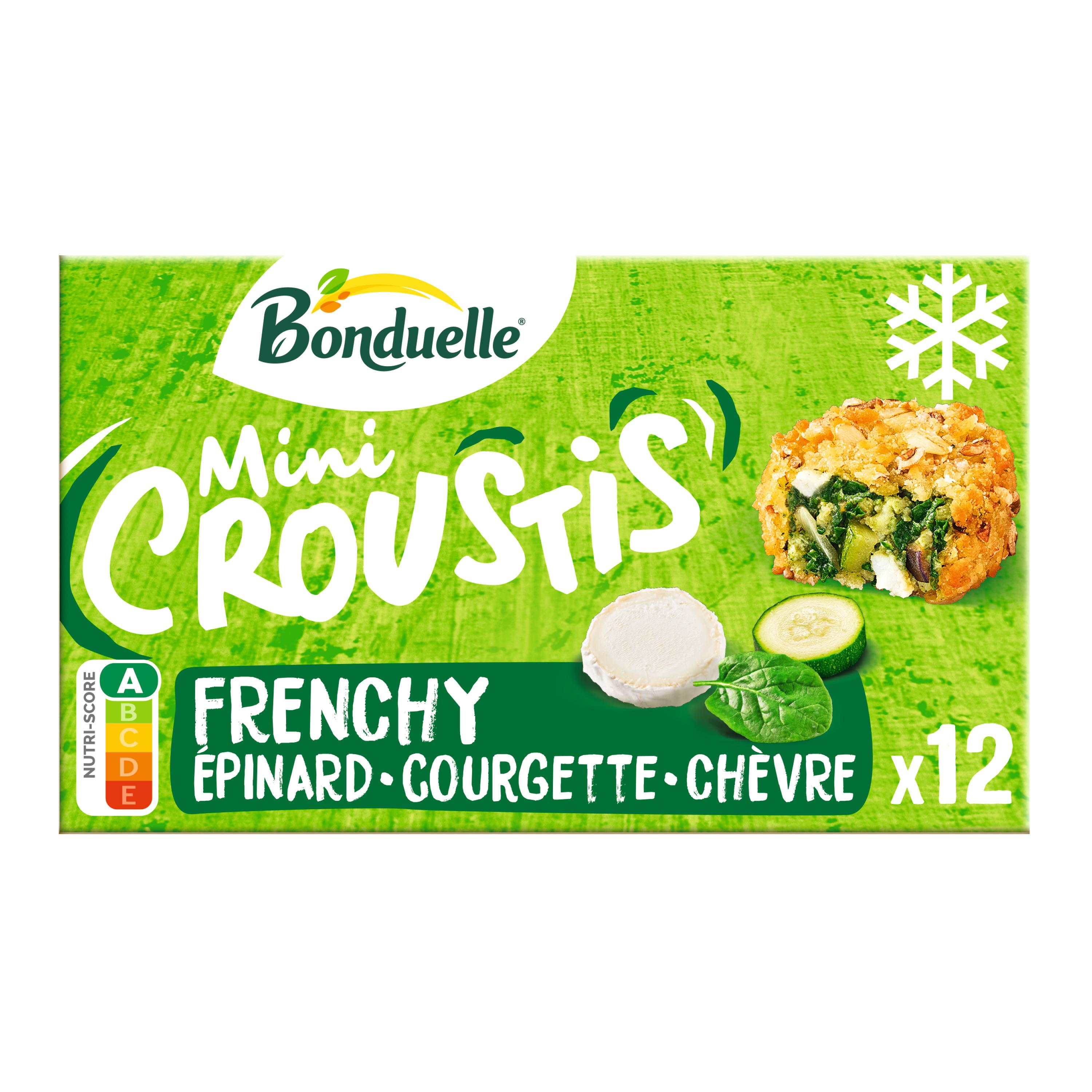 Voir la diapositive 3 : BONDUELLE Mini croustis frenchy epinard courgette chèvre 12 pièces 240g