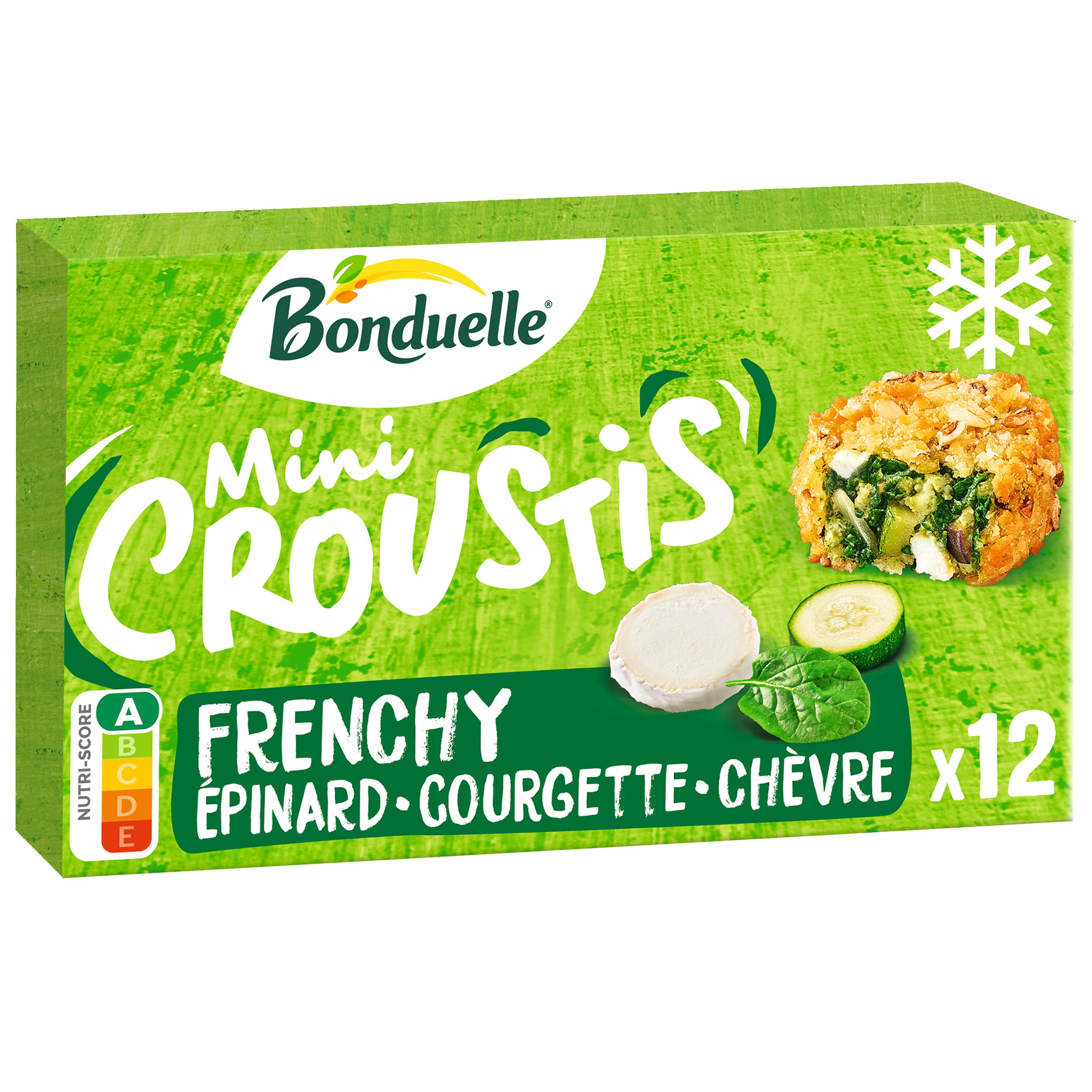 Voir la diapositive 4 : BONDUELLE Mini croustis frenchy epinard courgette chèvre 12 pièces 240g