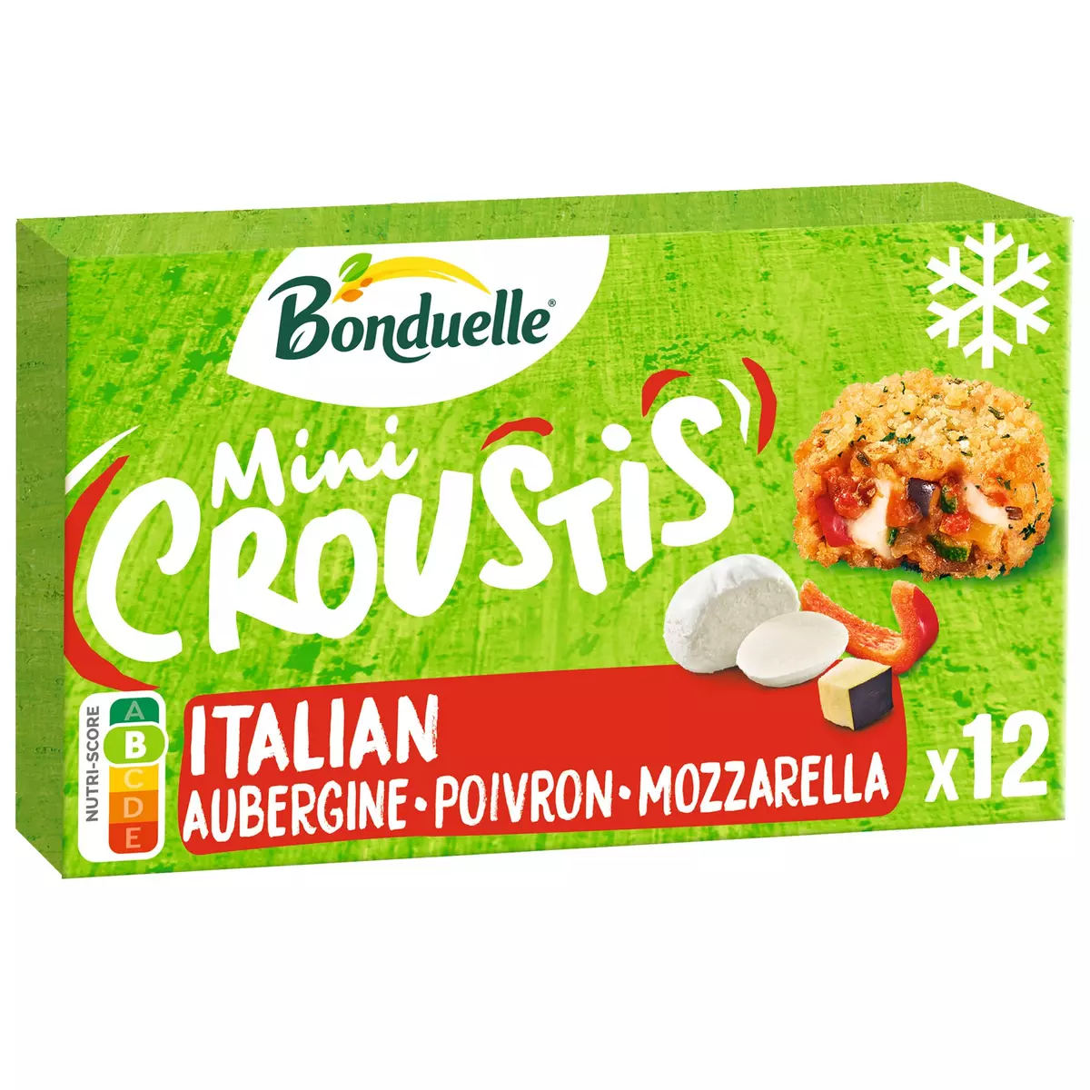 BONDUELLE Mini croustis italian aubergine poivron mozzarella 240g