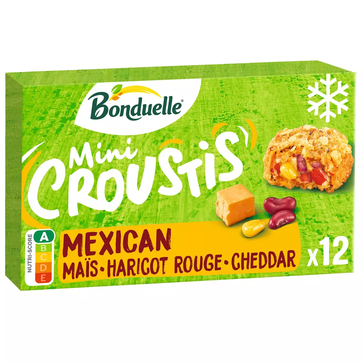 BONDUELLE Mini croustis mexican maïs haricot rouge cheddar 12 pièces 240g