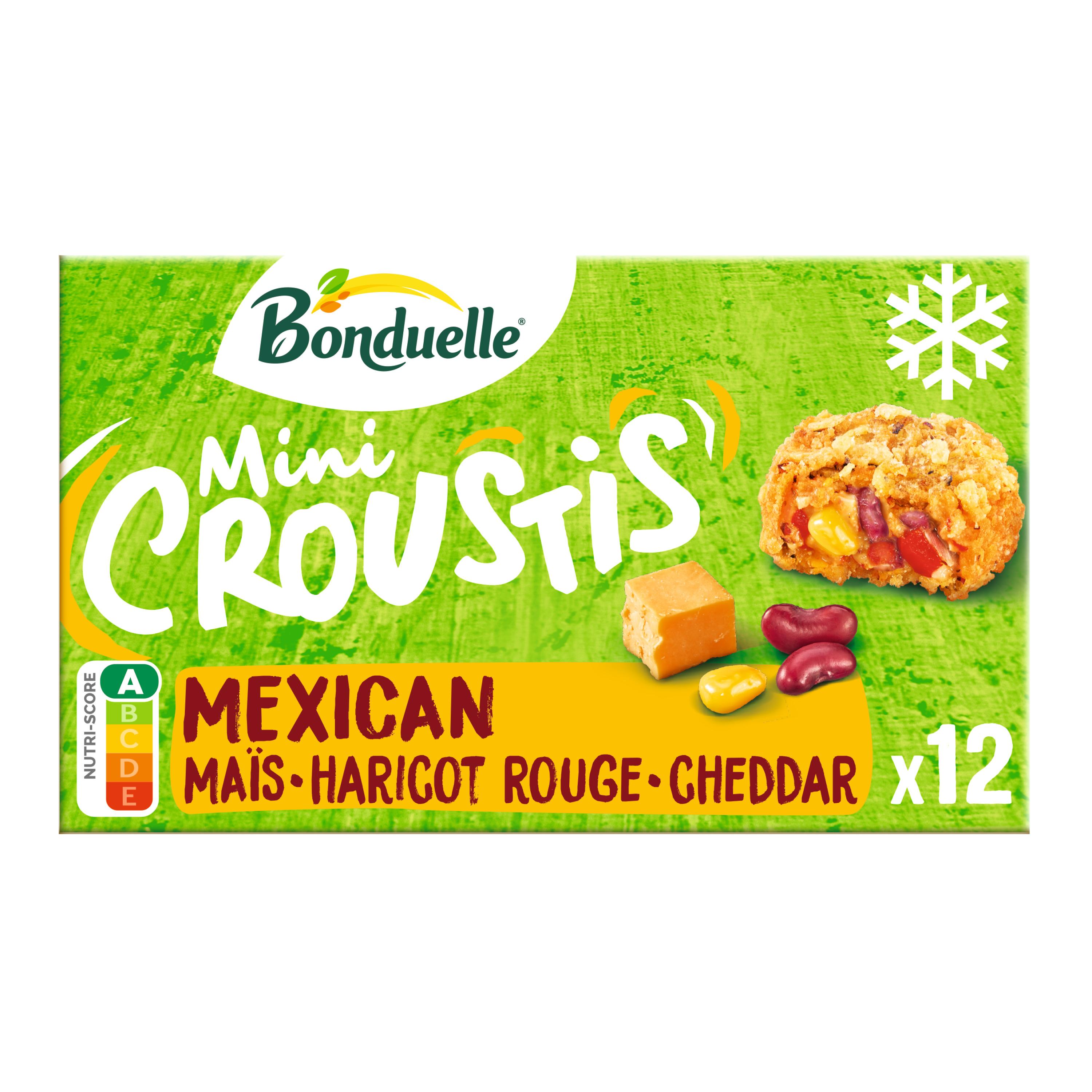 Voir la diapositive 3 : BONDUELLE Mini croustis mexican maïs haricot rouge cheddar 12 pièces 240g