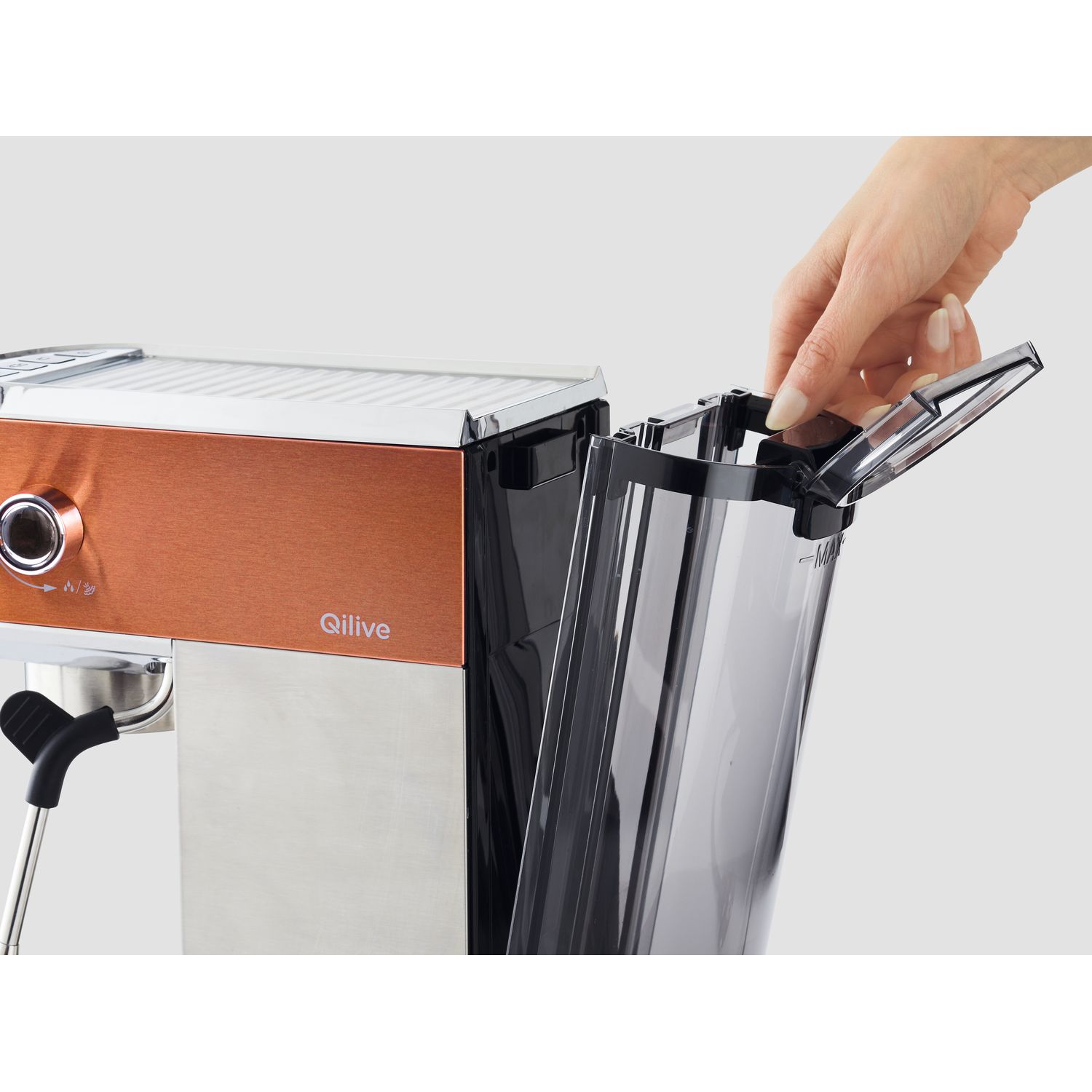 Voir la diapositive 5 : QILIVE Machine à café espresso manuelle compacte Q.5724 - Cuivre