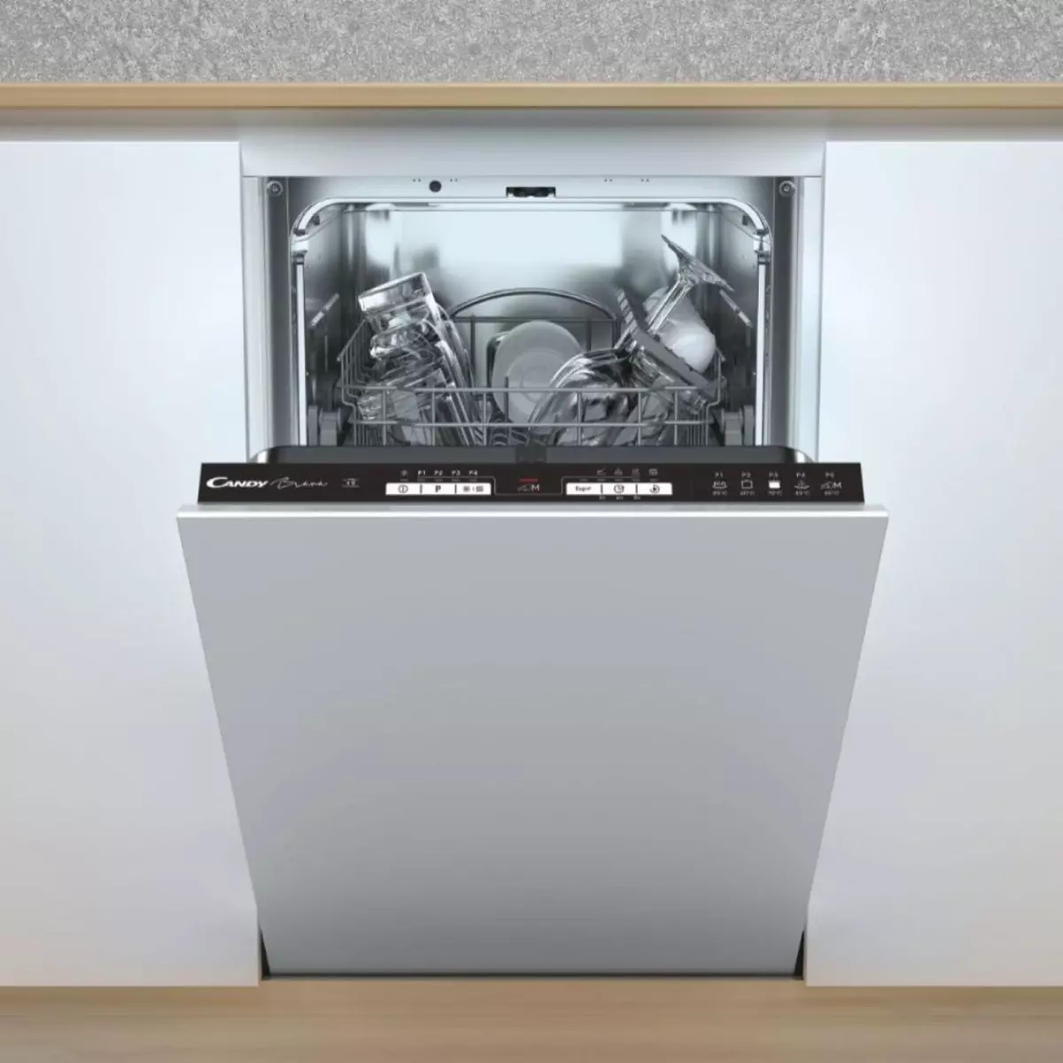 CANDY Lave-vaisselle encastrable CDIH 1L949, 9 couverts, 45 cm, 49 dB, 5  programmes, F pas cher 