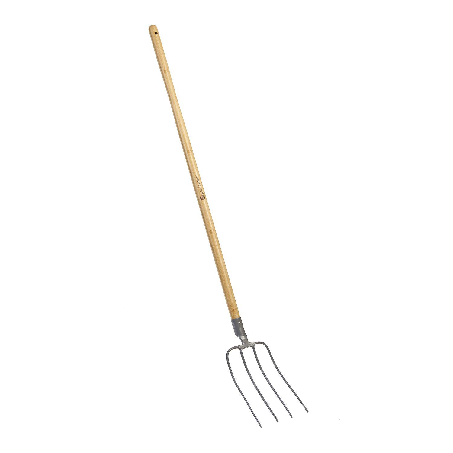 Voir la diapositive 2 : GARDENSTAR Fourche à fumier manche bambou FSC - H164 cm