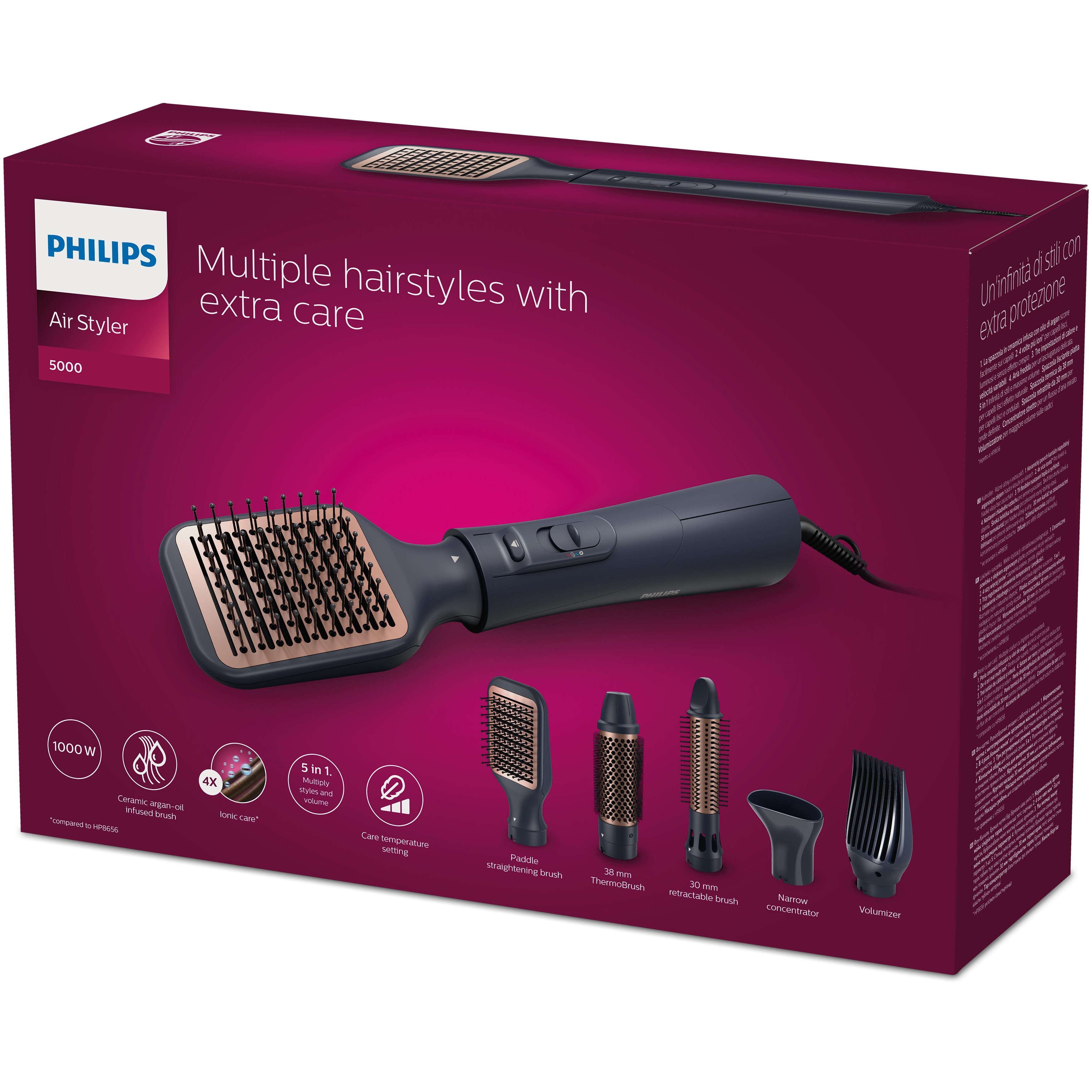 Voir la diapositive 2 : PHILIPS Brosse soufflante BHA530/00 - Bleu
