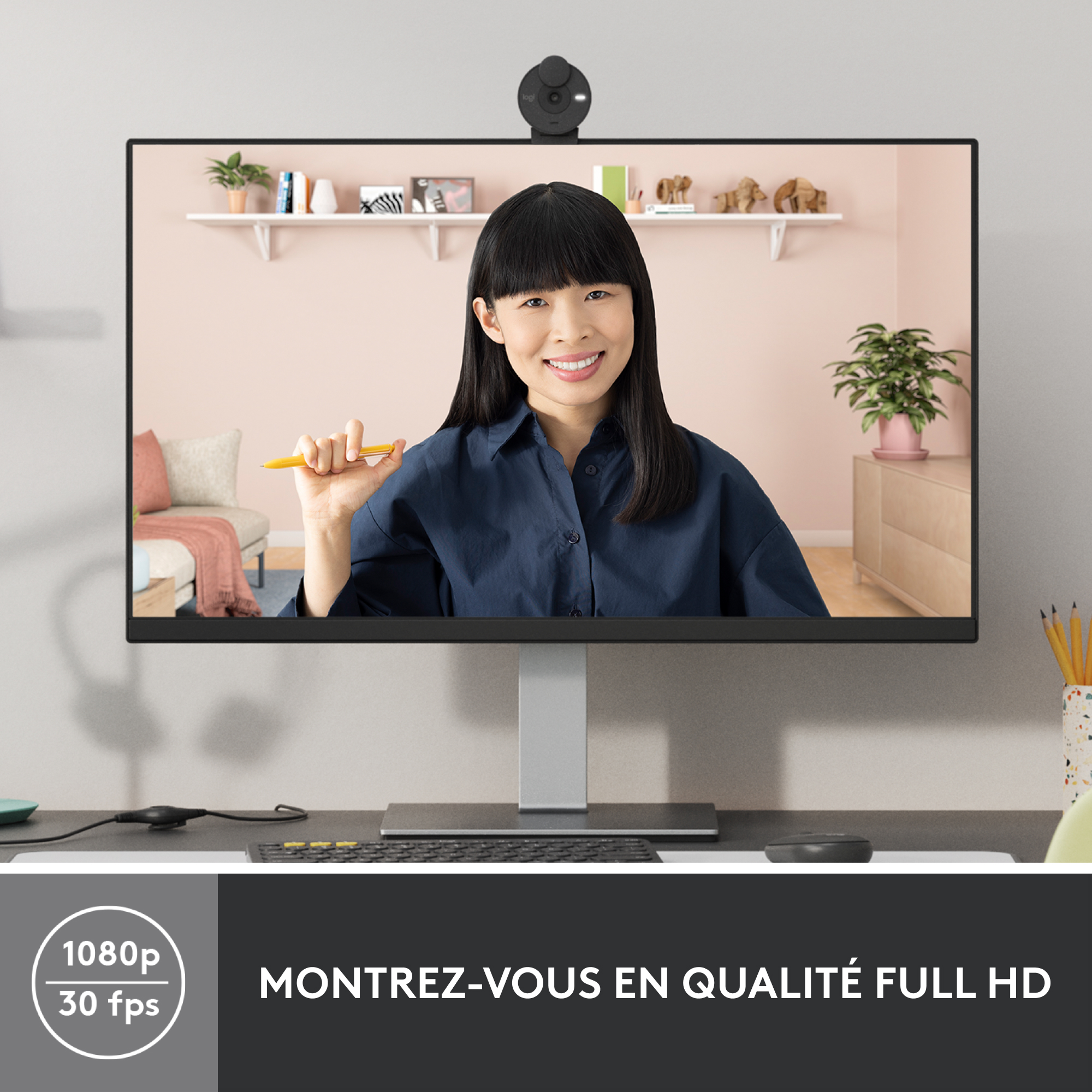Voir la diapositive 7 : LOGITECH Webcam Brio 300 - Noir