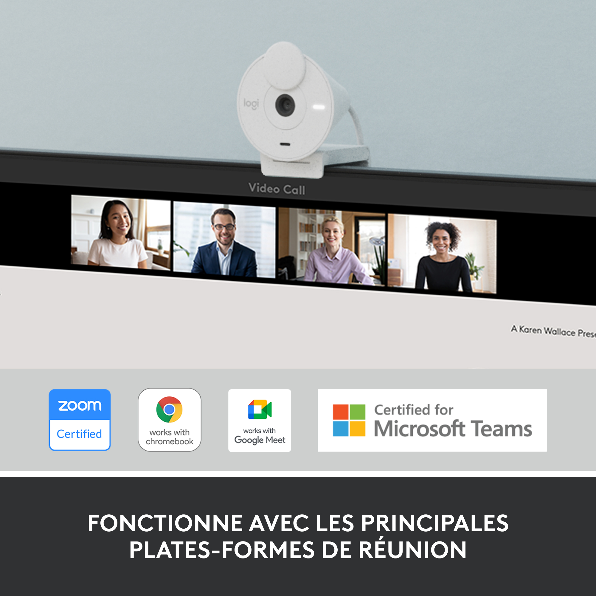 Voir la diapositive 2 : LOGITECH Webcam Brio 300 - Blanc