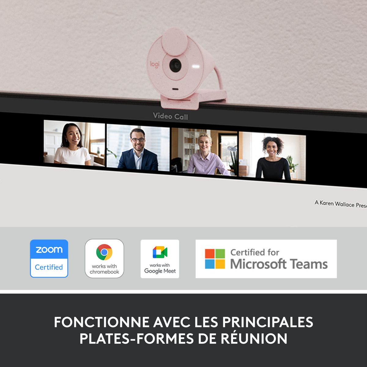 LOGITECH Webcam Brio 300 - Rose