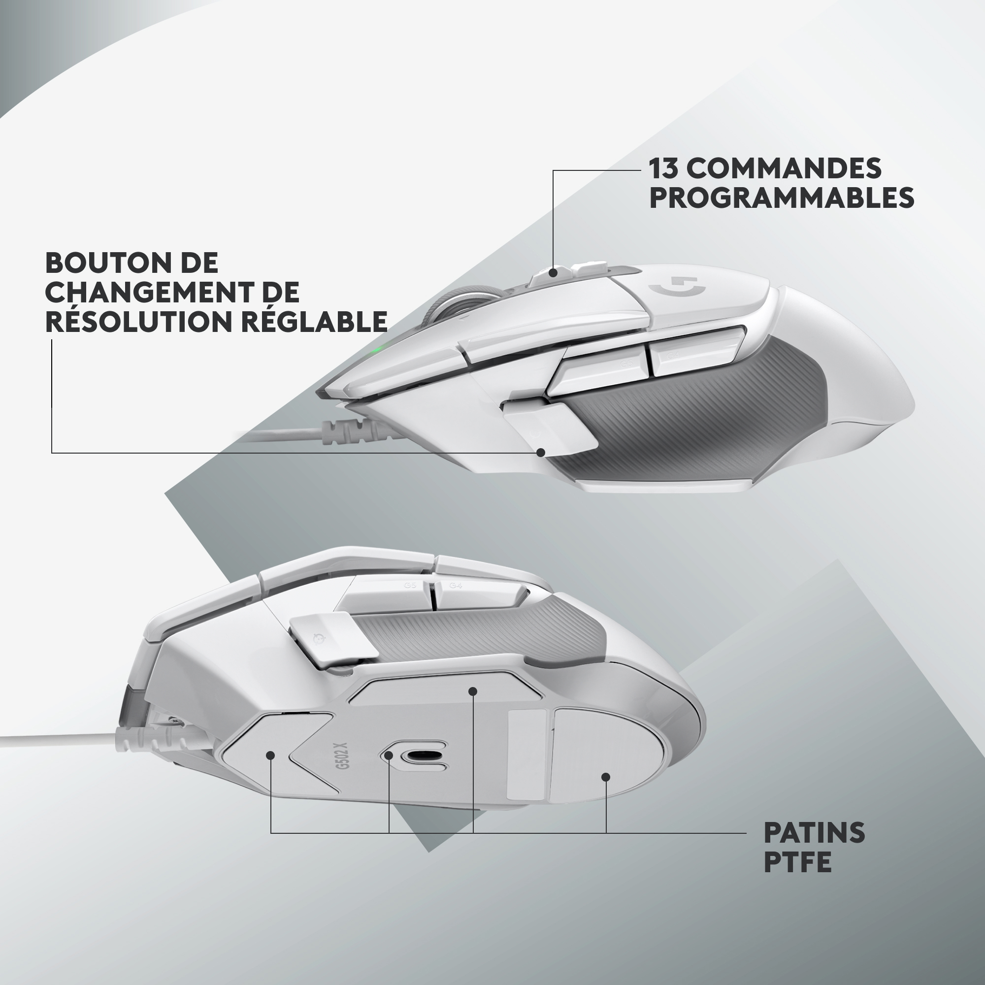 Voir la diapositive 4 : LOGITECH Souris G502 X - Blanche