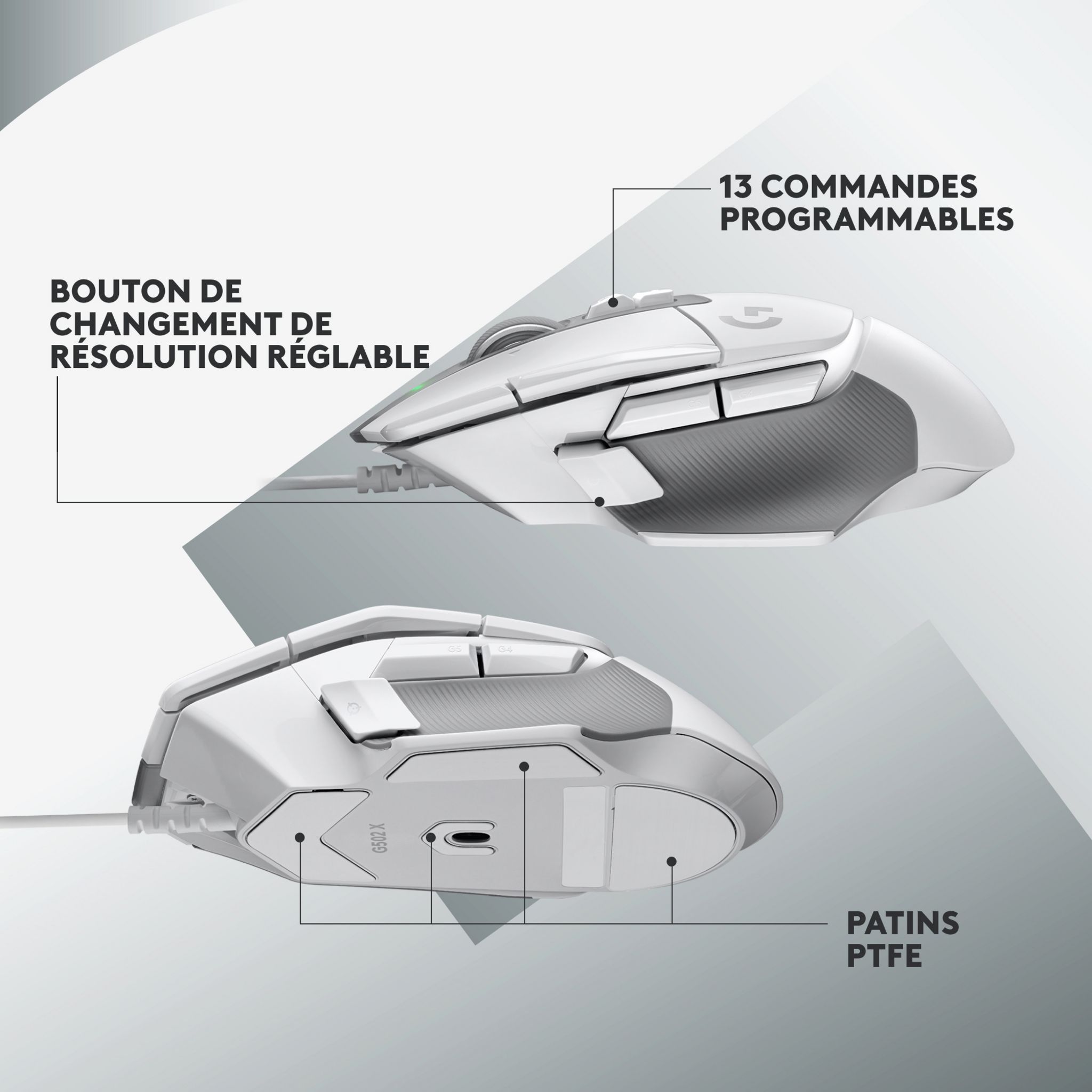 Voir la diapositive 4 : LOGITECH Souris G502 X - Blanche
