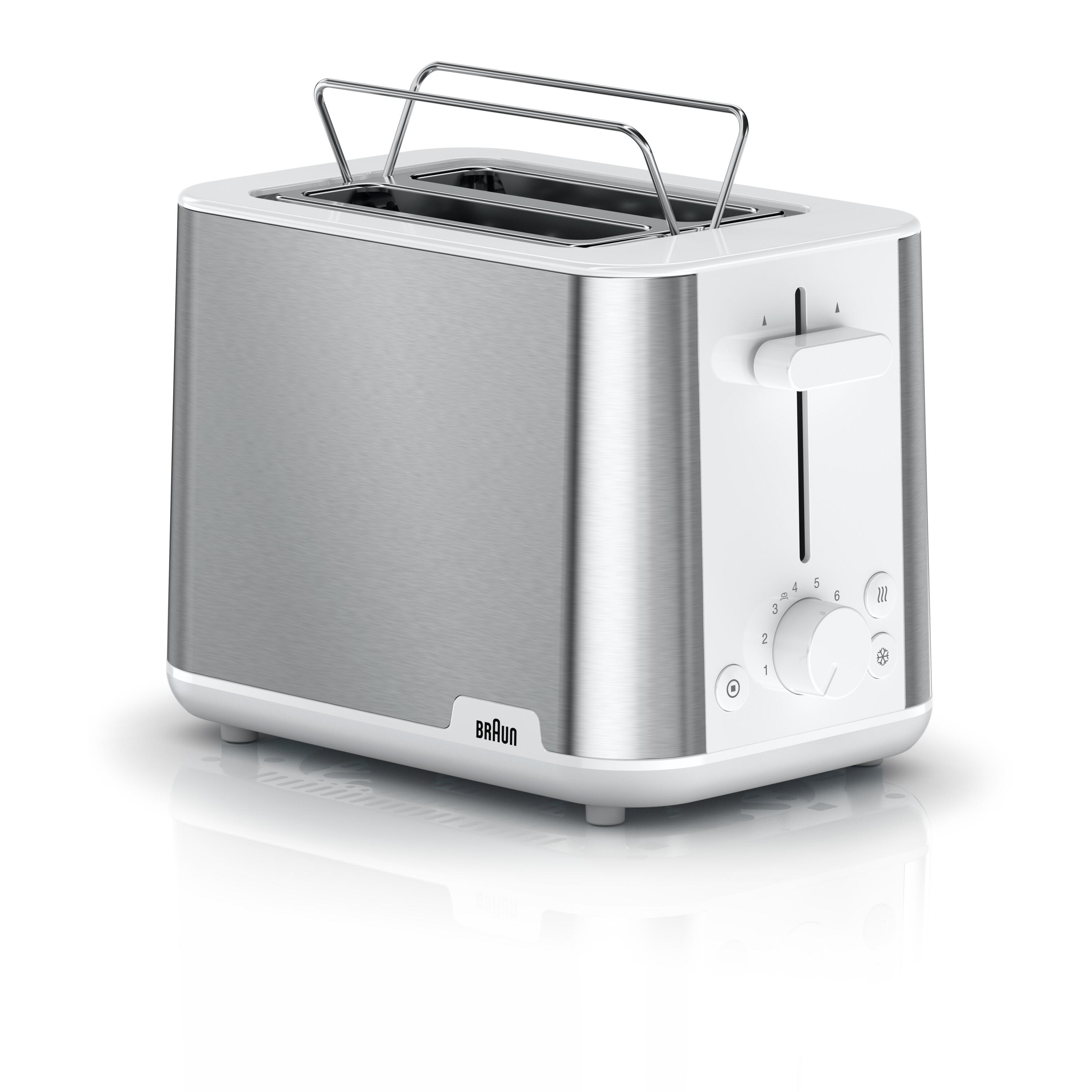 Voir la diapositive 2 : BRAUN Grille pain HT1510WH - Blanc et inox
