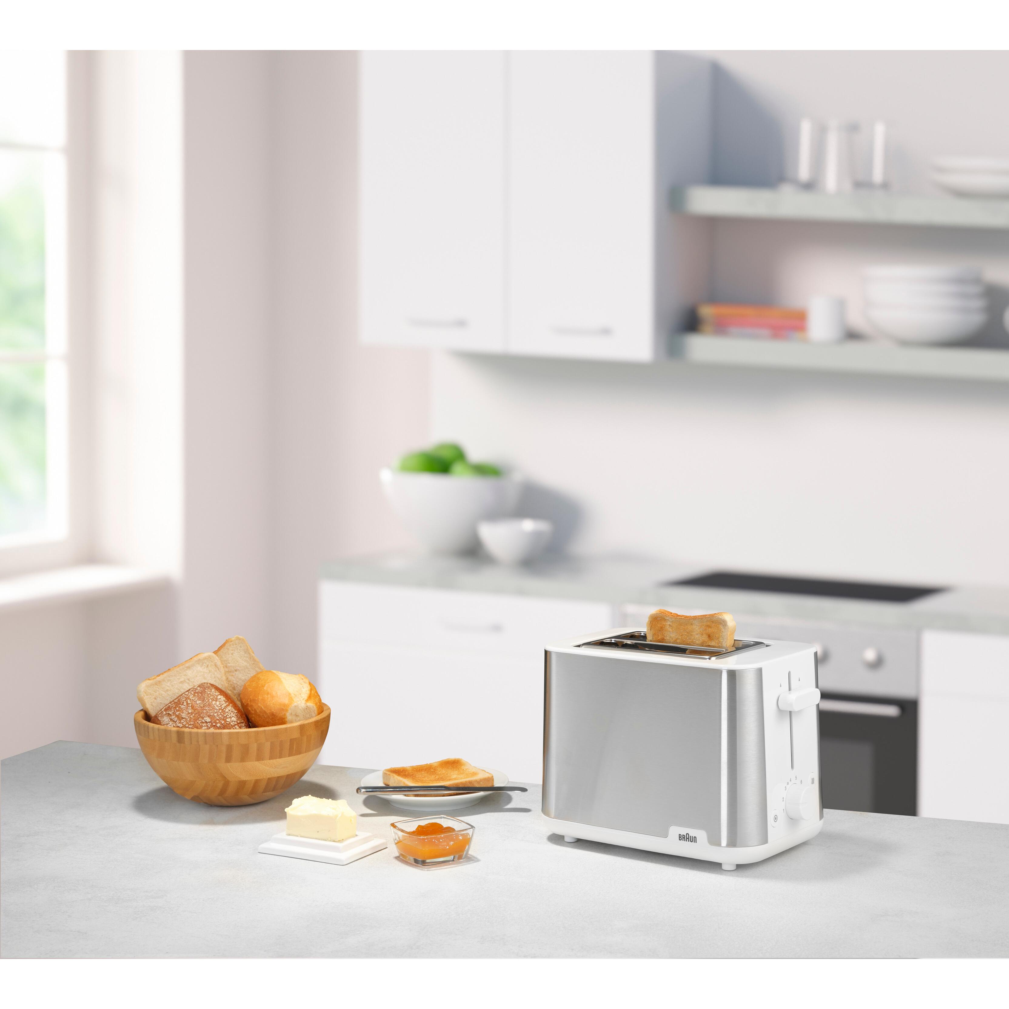 Voir la diapositive 4 : BRAUN Grille pain HT1510WH - Blanc et inox