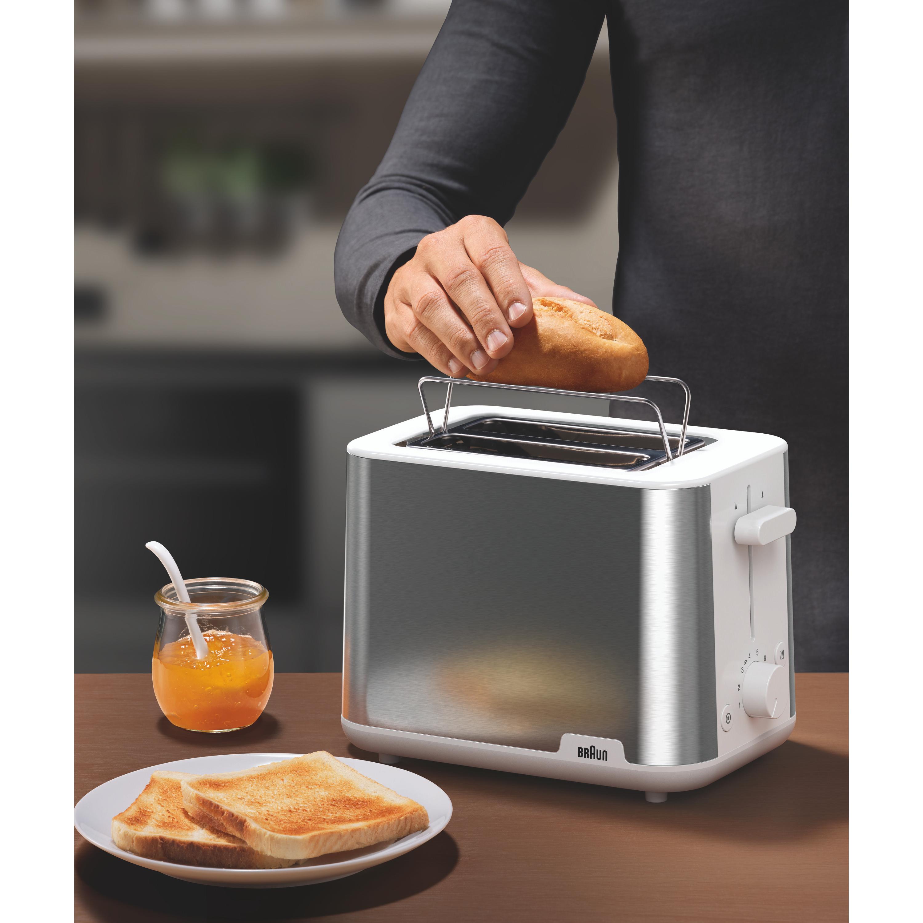 Voir la diapositive 5 : BRAUN Grille pain HT1510WH - Blanc et inox