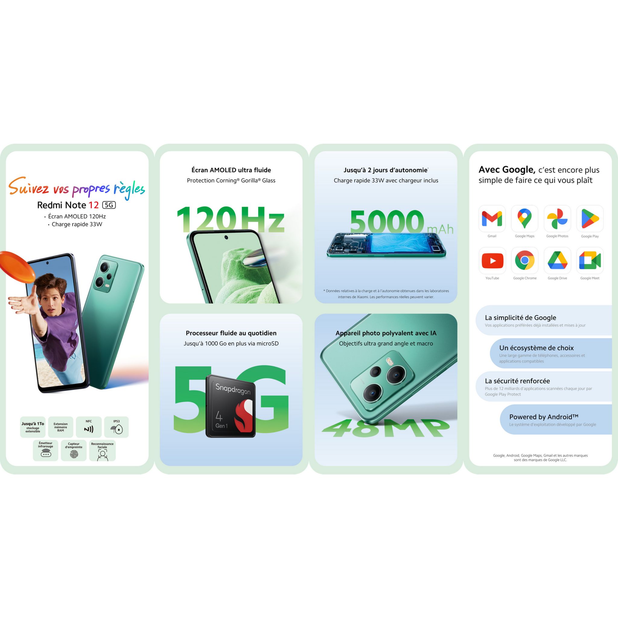 Voir la diapositive 9 : XIAOMI Redmi Note 12 5G 128Go - Bleu