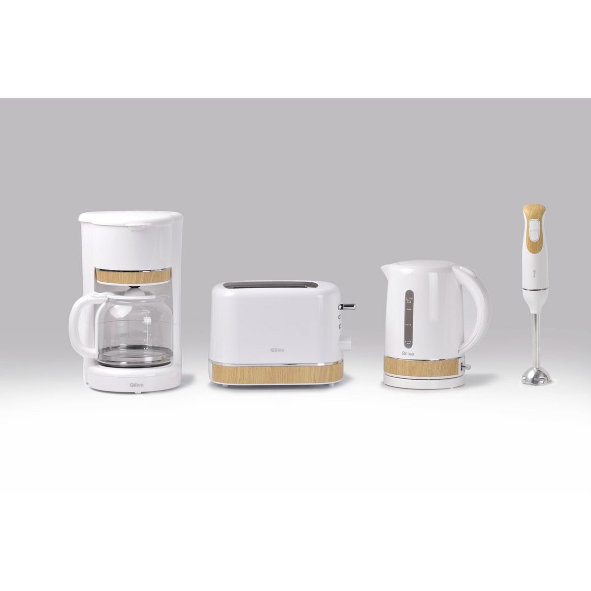 QILIVE Grille-pain Q.5466 - Blanc / bois