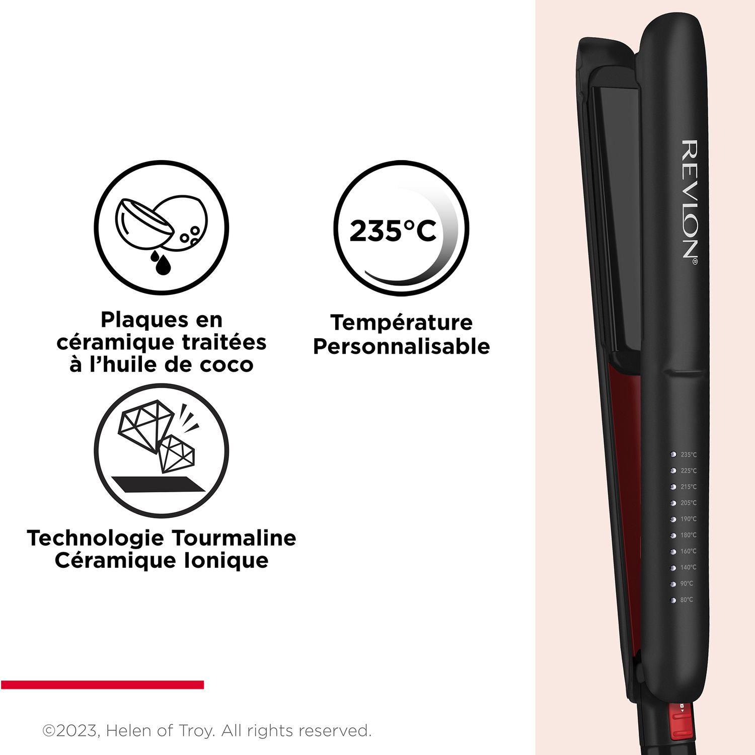 Voir la diapositive 4 : REVLON Lisseur céramique et tourmaline Revlon Smoothstay RVST2211P - Noir