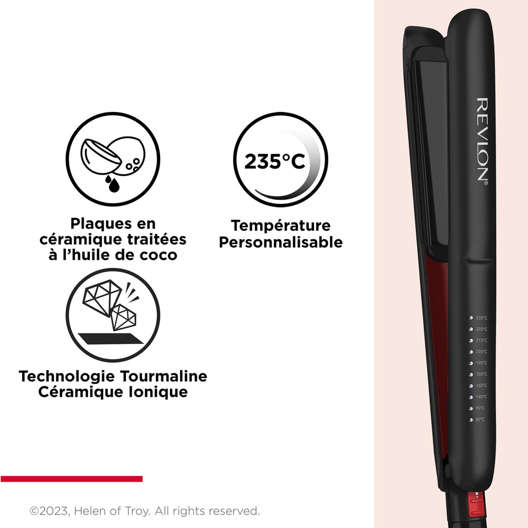 Voir la diapositive 4 : REVLON Lisseur céramique et tourmaline Revlon Smoothstay RVST2211P - Noir