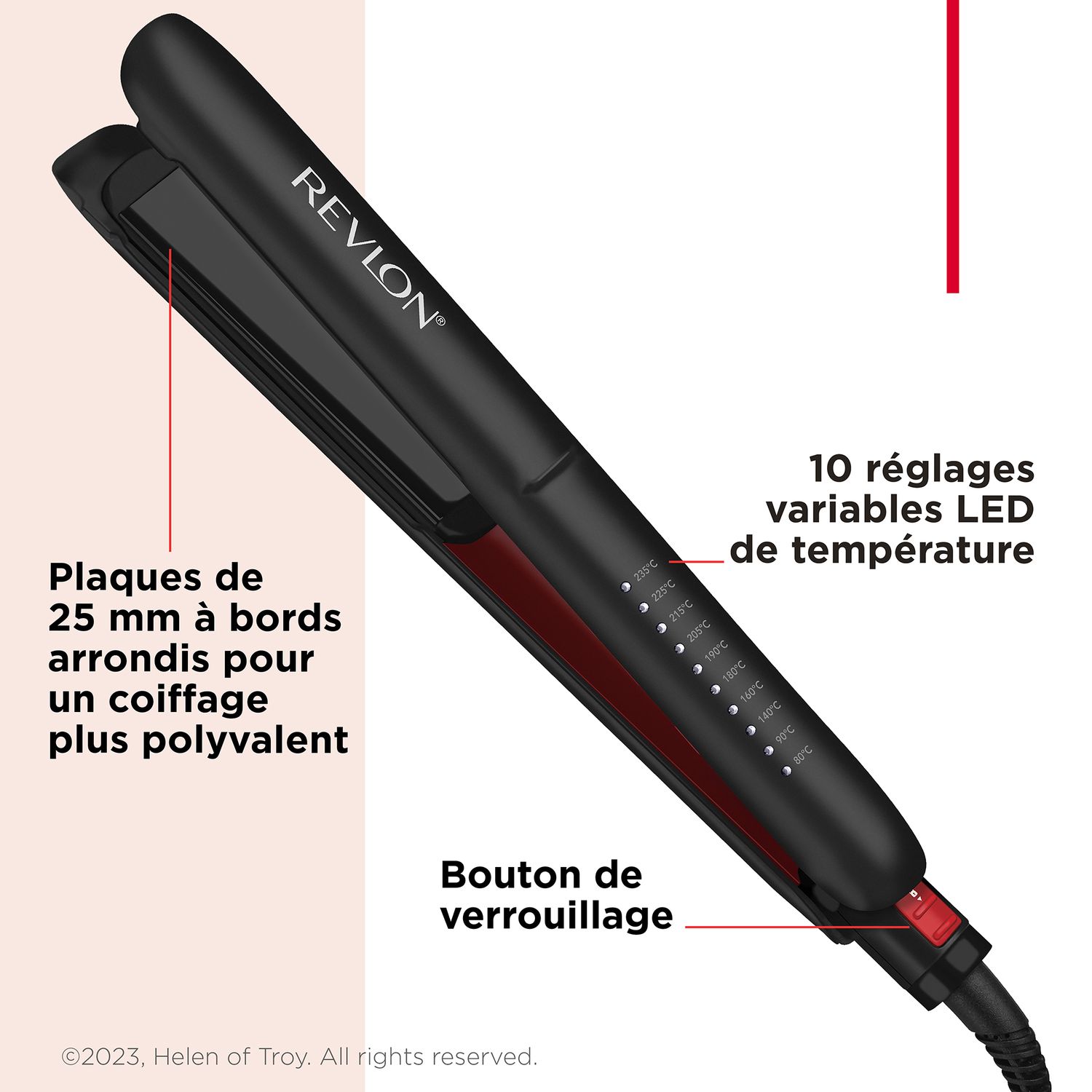 Voir la diapositive 6 : REVLON Lisseur céramique et tourmaline Revlon Smoothstay RVST2211P - Noir
