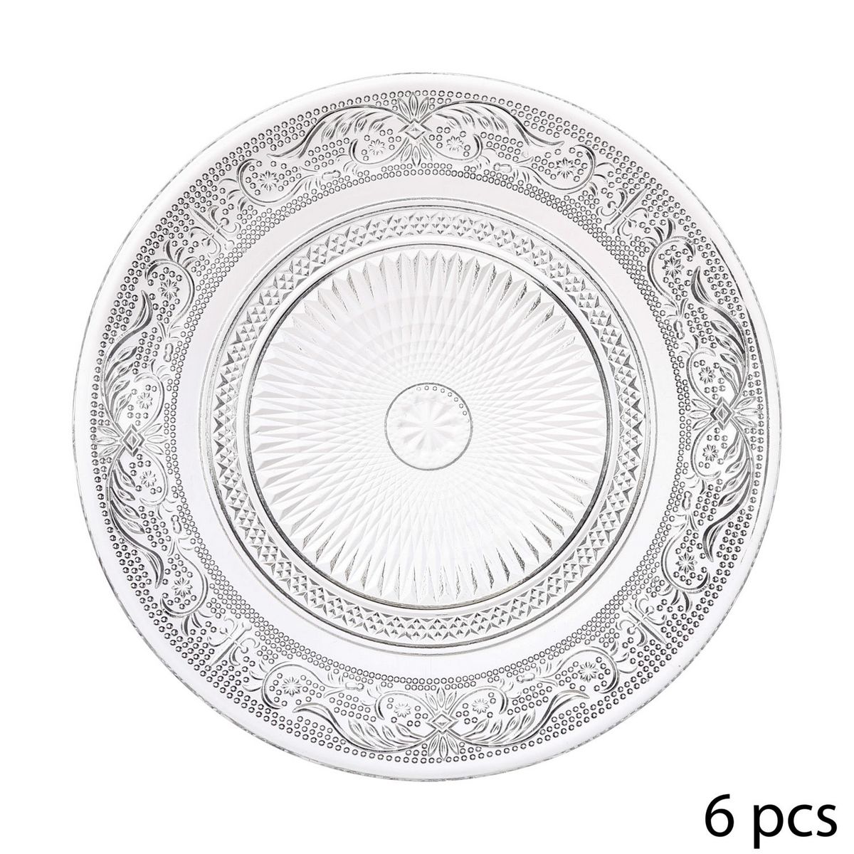 Service d'assiettes 18 pièces verre embossé RENAISSANCE