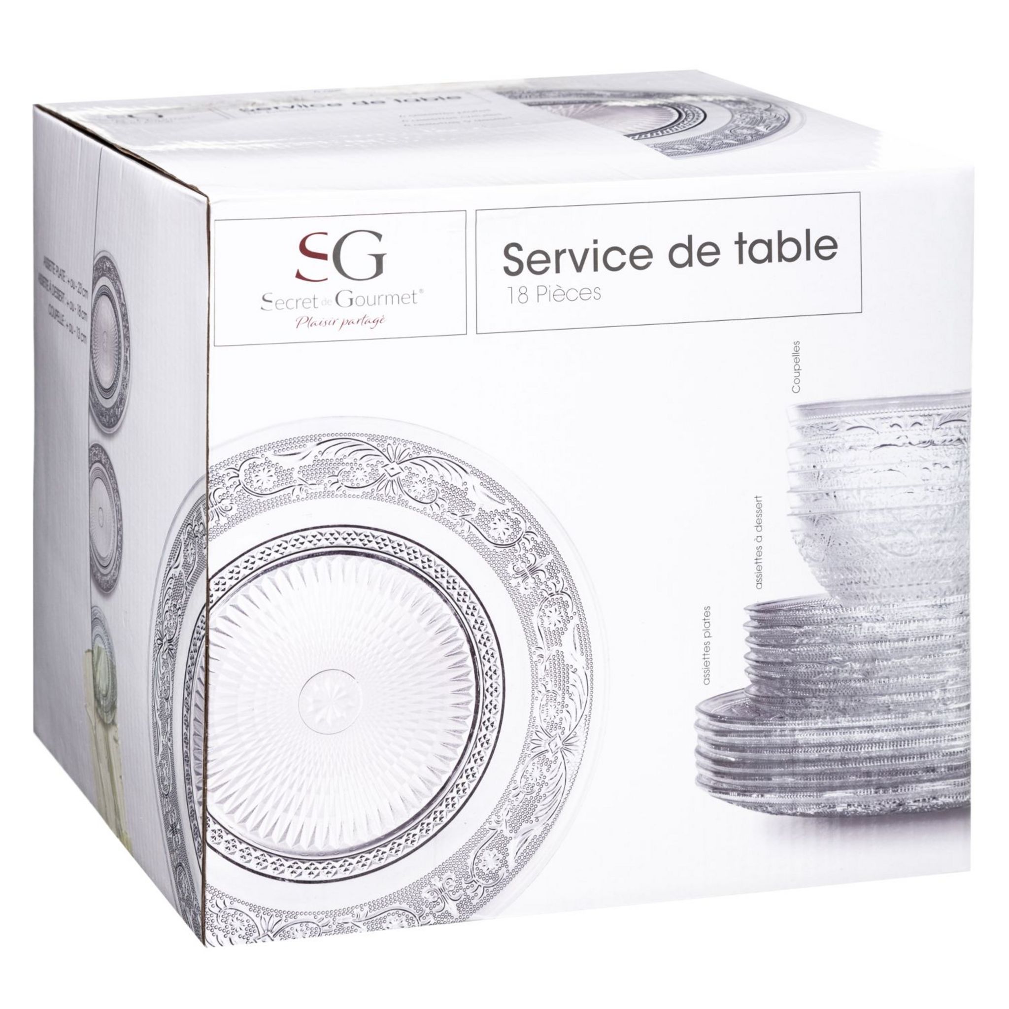 Voir la diapositive 5 : Service d'assiettes 18 pièces verre embossé RENAISSANCE