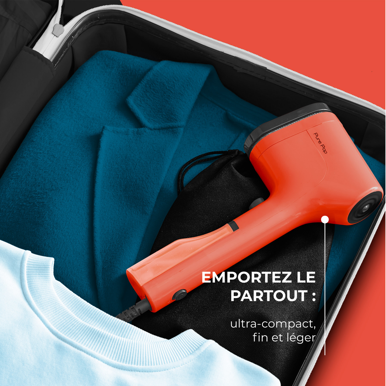 Voir la diapositive 3 : CALOR Défroisseur à main Pure POP&nbsp;DT2022 - Corail