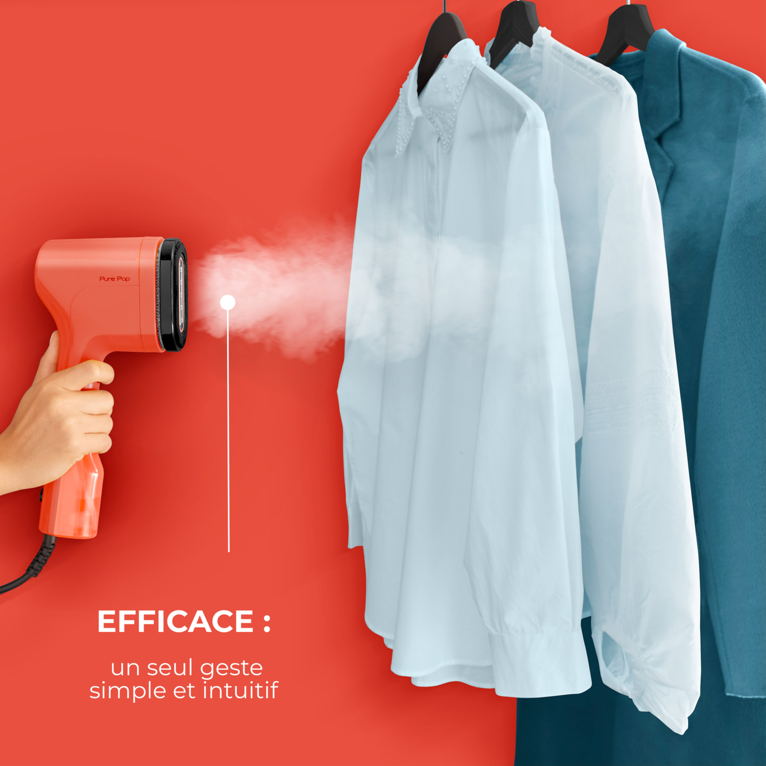 Voir la diapositive 4 : CALOR Défroisseur à main Pure POP&nbsp;DT2022 - Corail