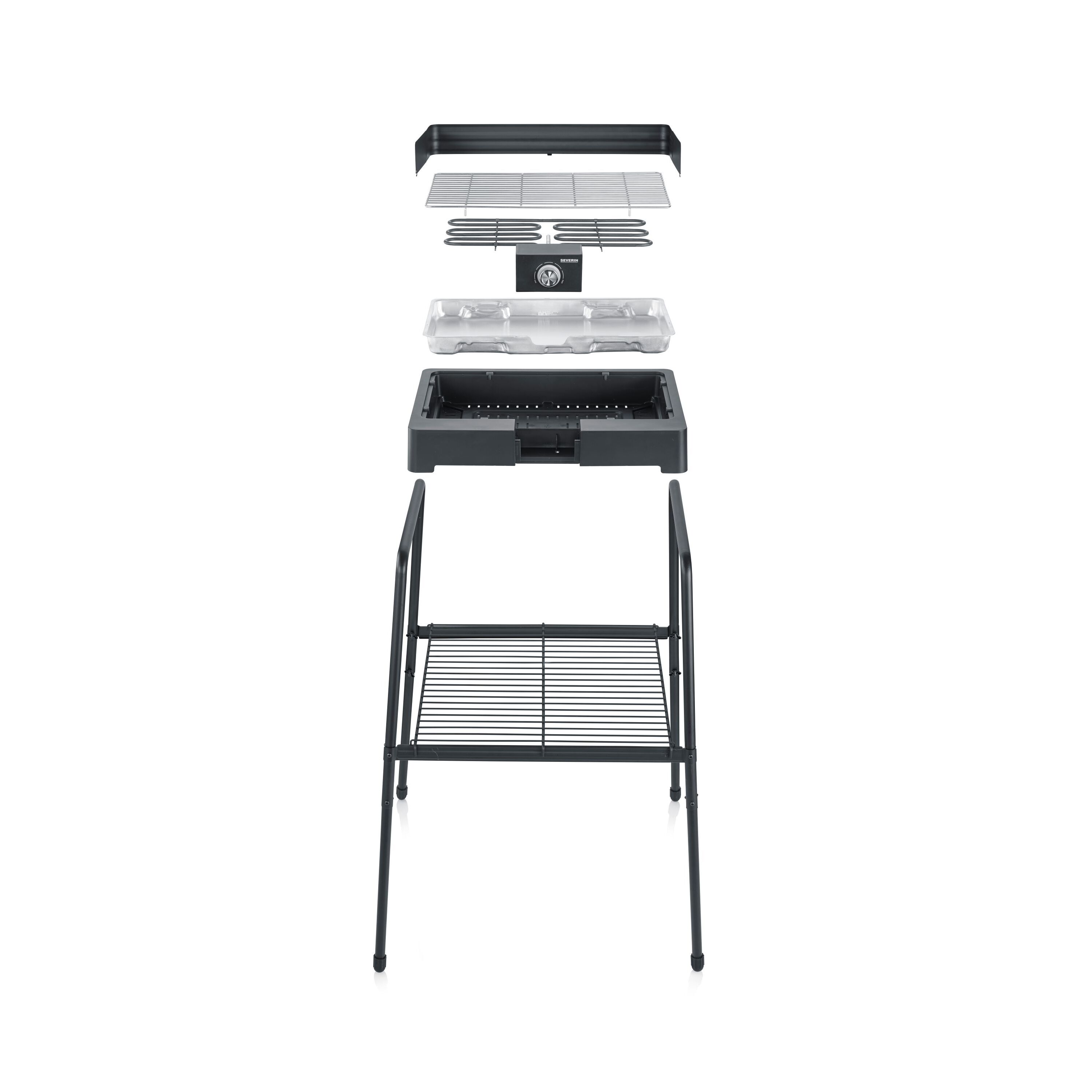 Voir la diapositive 2 : SEVERIN Barbecue électrique sur pieds PG8566 - Noir