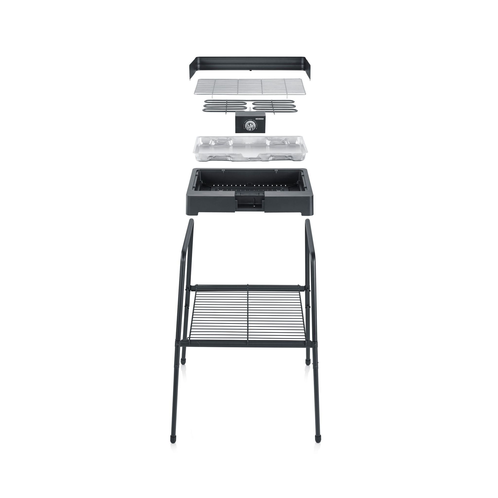 Voir la diapositive 2 : SEVERIN Barbecue électrique sur pieds PG8566 - Noir