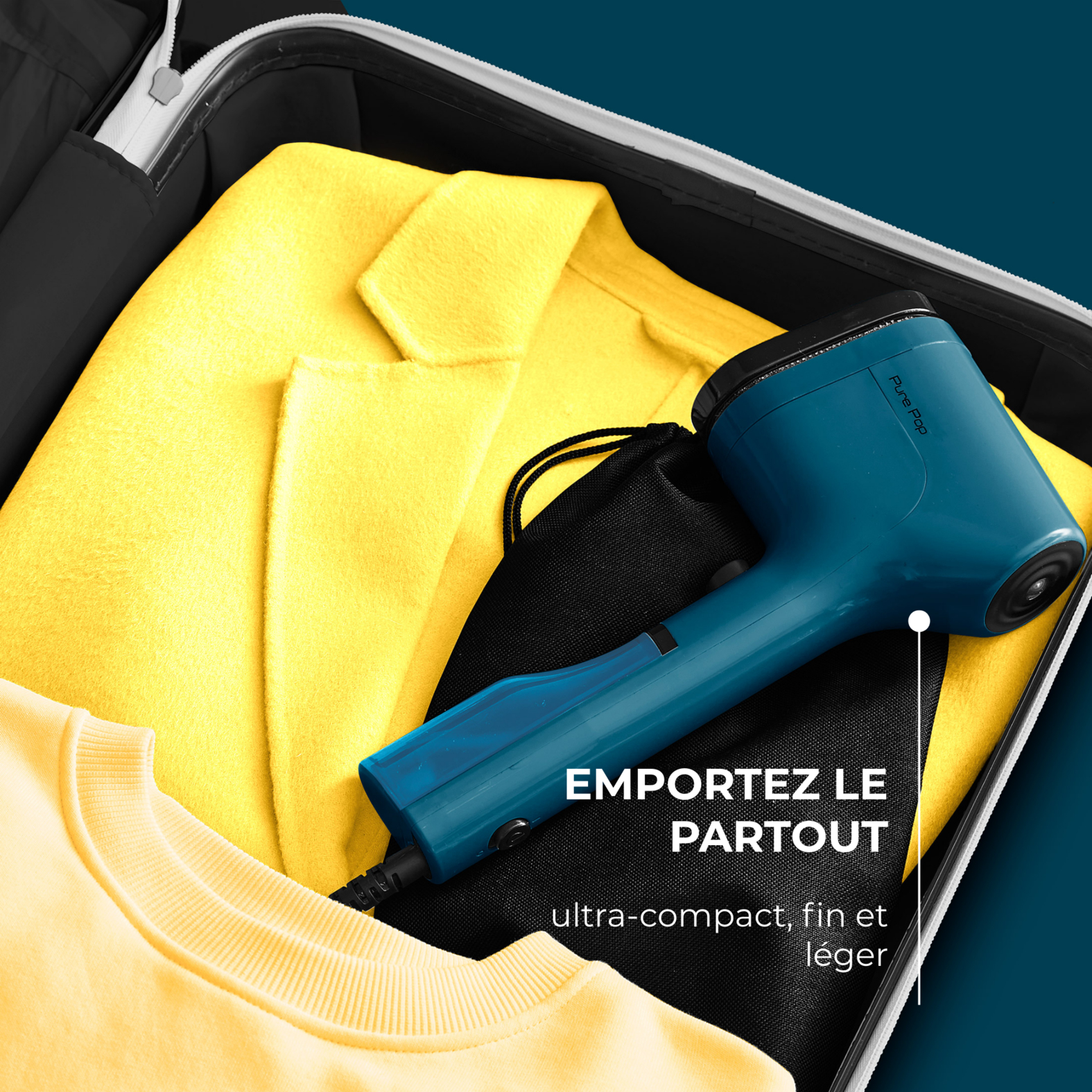 Voir la diapositive 3 : CALOR Défroisseur à main&nbsp;&nbsp;Pure POP&nbsp;DT2020 - Bleu