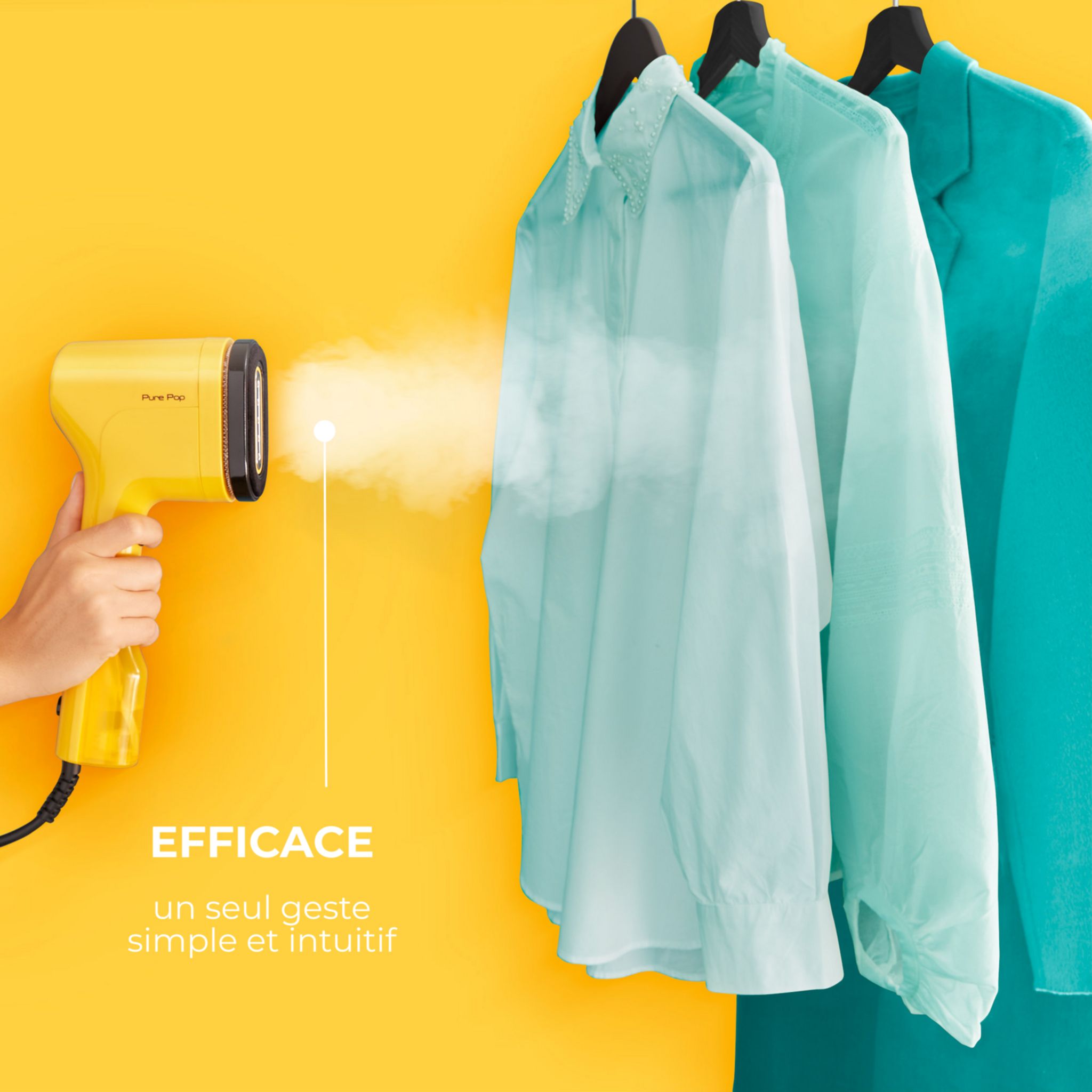 Voir la diapositive 4 : CALOR Défroisseur à main&nbsp; Pure POP DT2026 - Jaune
