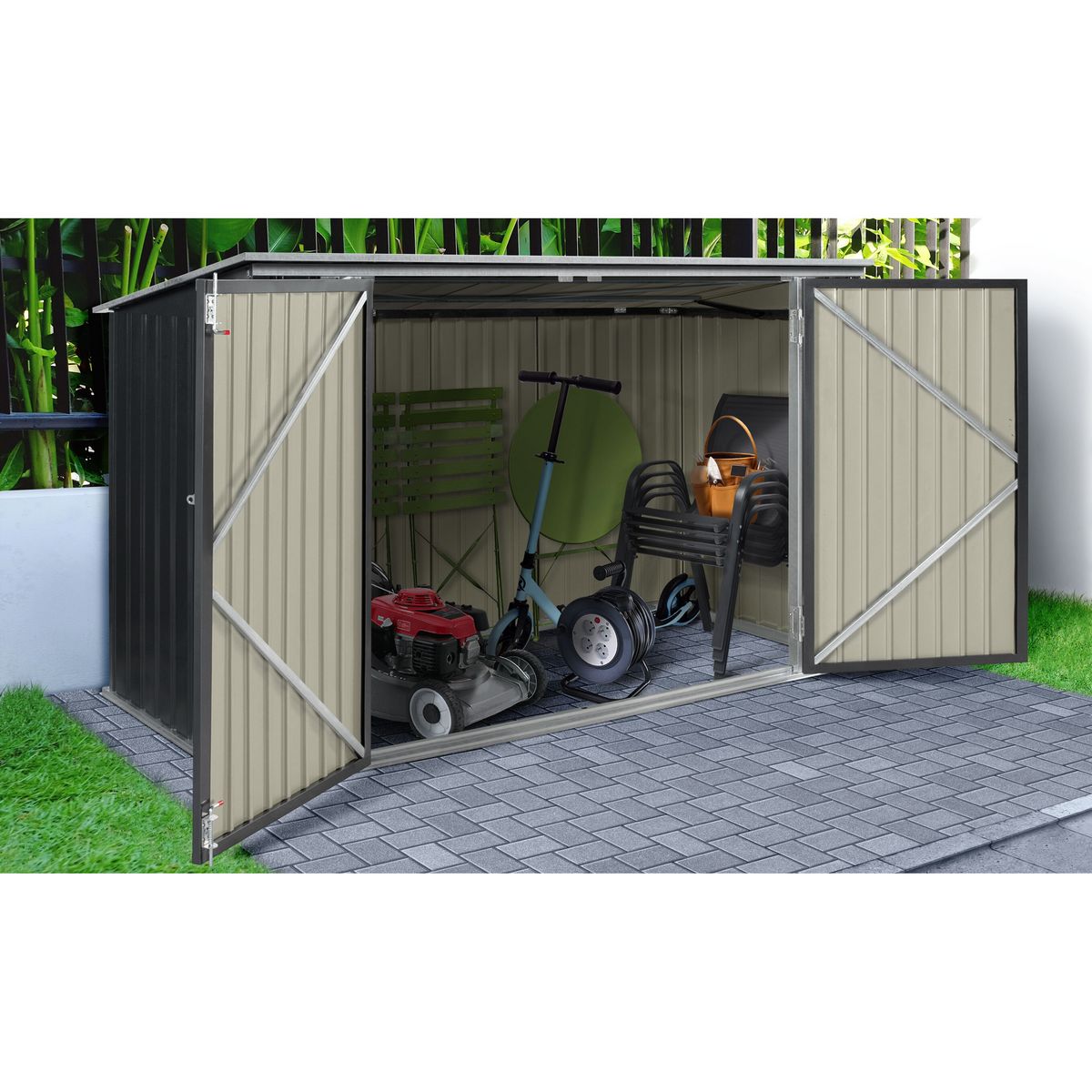 JARDIKT Abri de jardin multi rangements métal - 1,8m²