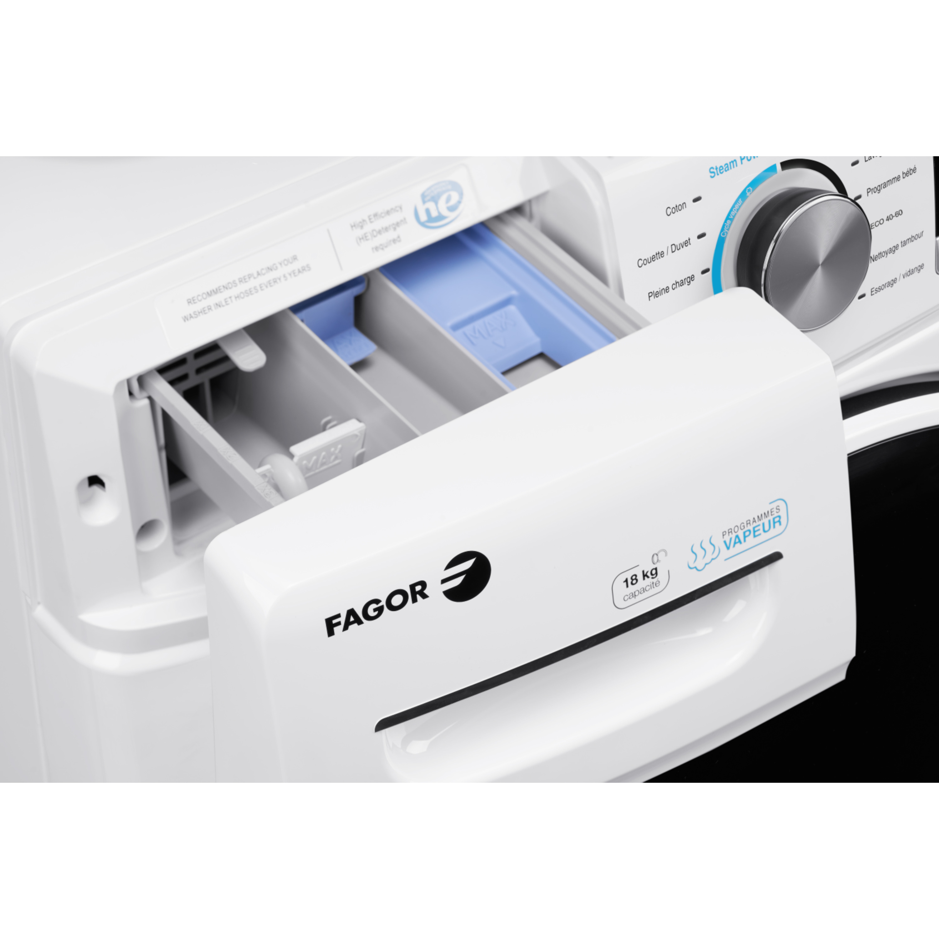 Voir la diapositive 4 : FAGOR Lave linge hublot FLF1810DIDW, 18 kg, 1000 t/min, D