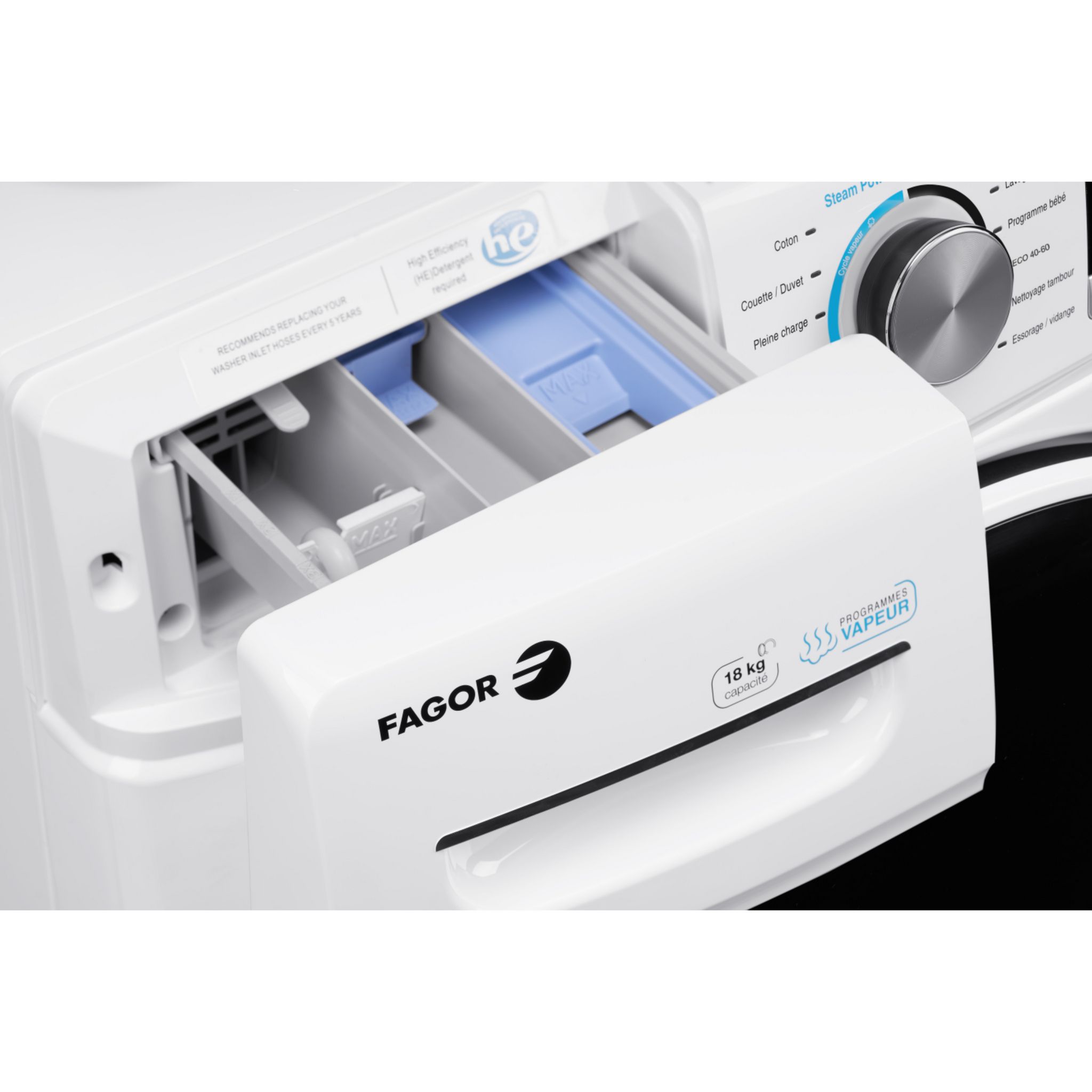 Voir la diapositive 4 : FAGOR Lave linge hublot FLF1810DIDW, 18 kg, 1000 t/min, D