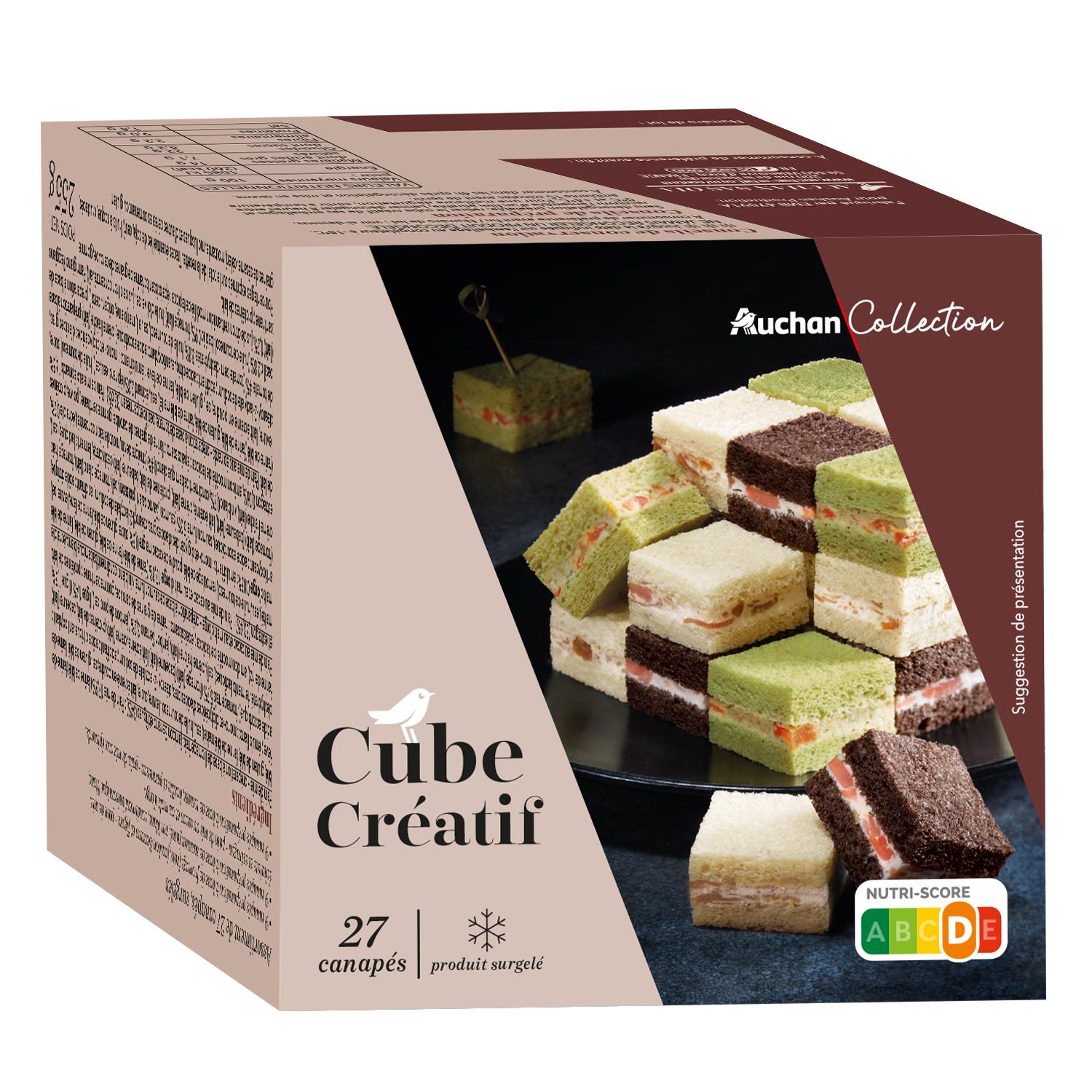 Voir la diapositive 3 : AUCHAN COLLECTION Pain surprise cube créatif 27 canapés 255g
