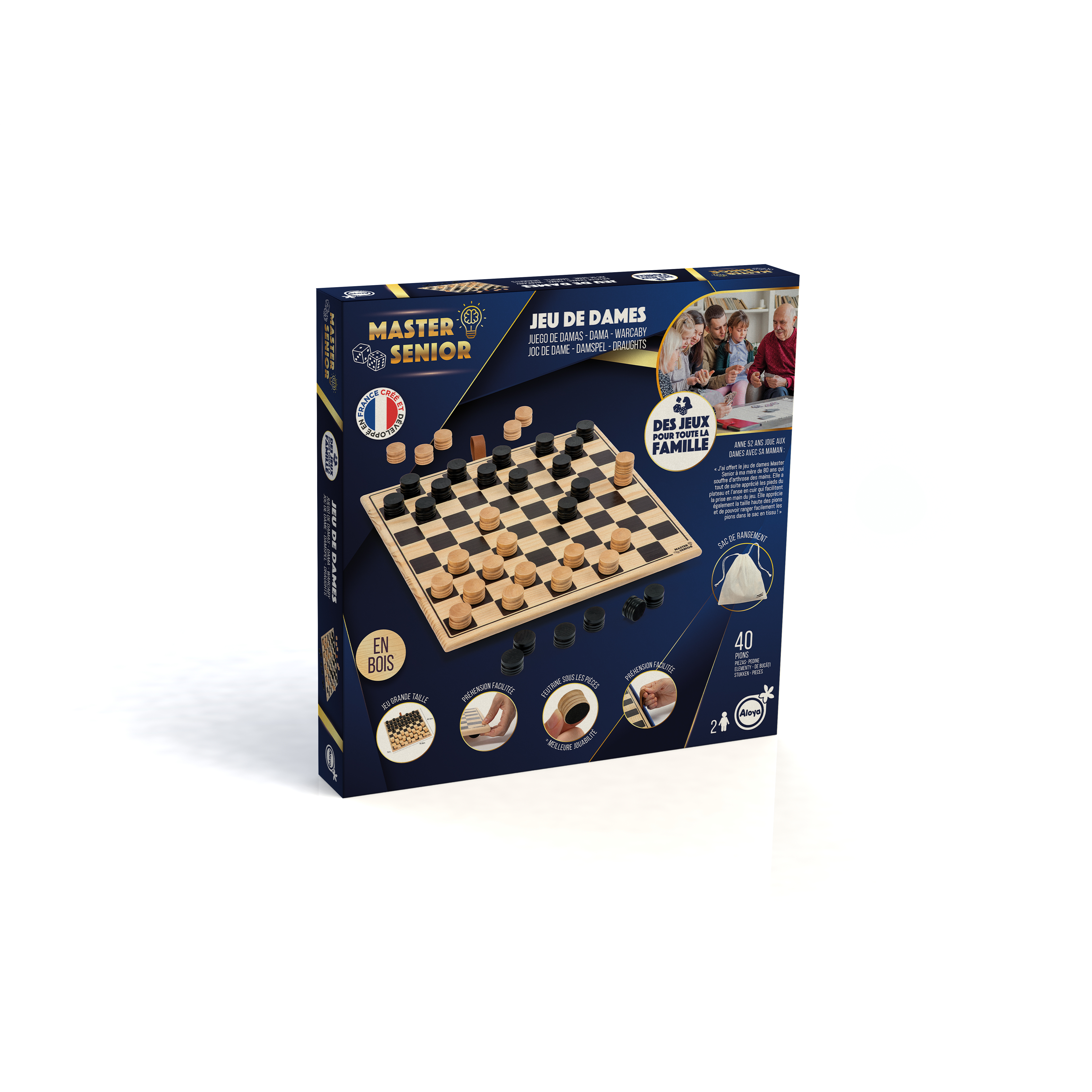Voir la diapositive 6 : MASTER SENIOR Jeu de dames en bois Master Senior