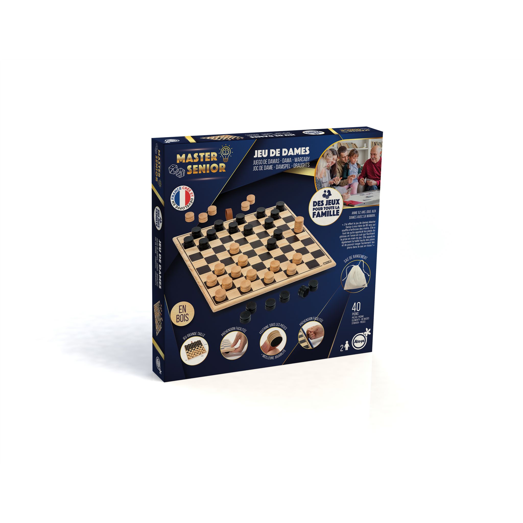 Voir la diapositive 6 : MASTER SENIOR Jeu de dames en bois Master Senior