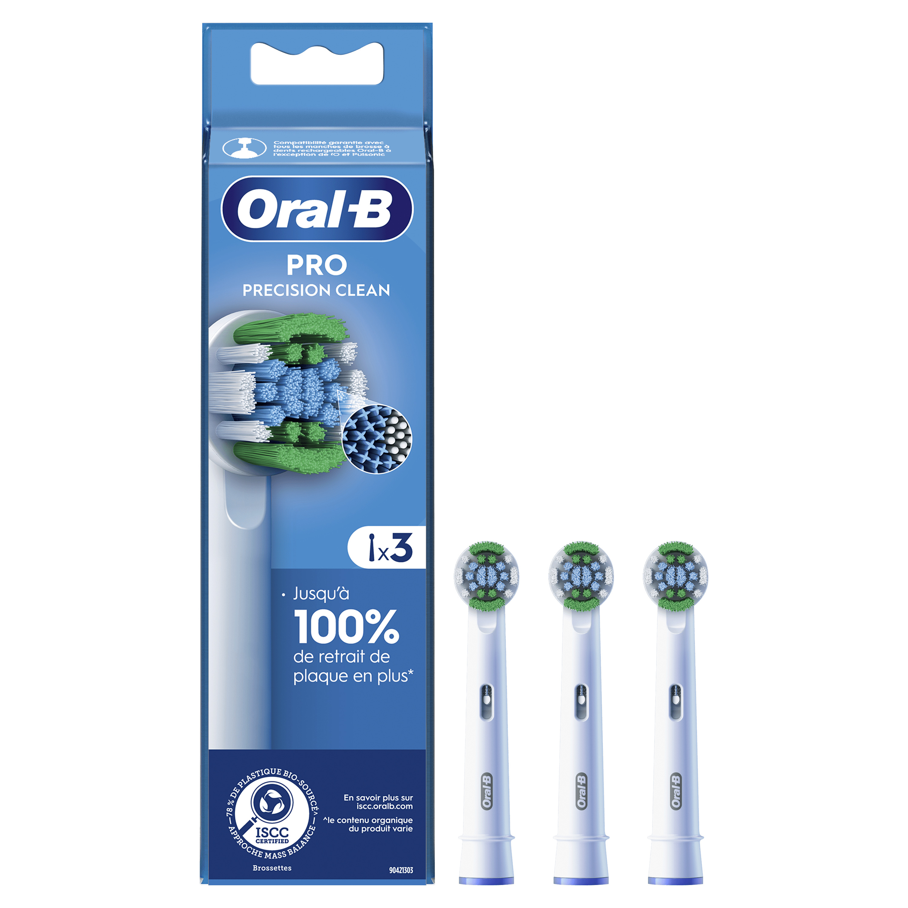 Voir la diapositive 2 : ORAL-B Lot de 3 brossettes CLEAN PRO - Blanc