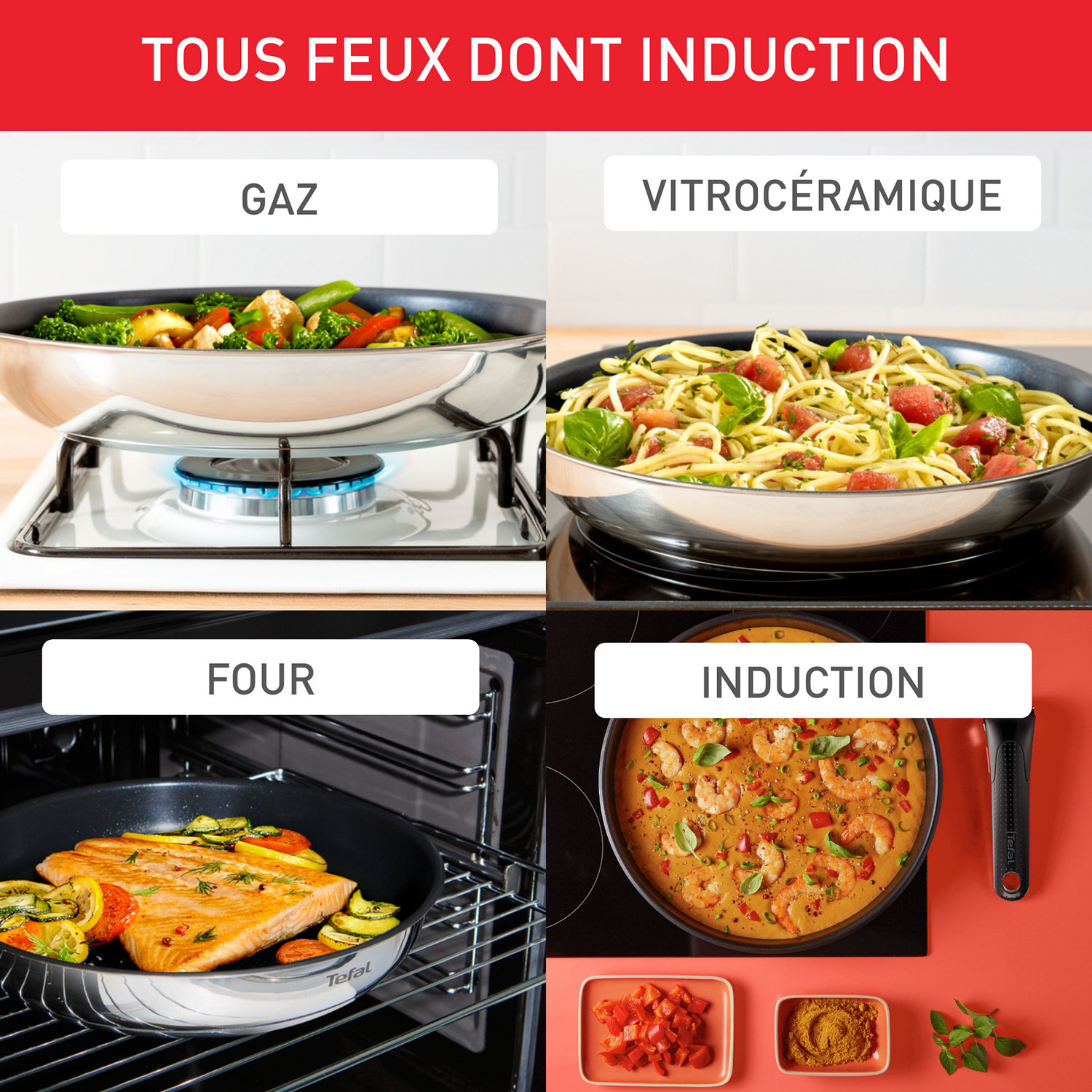 Voir la diapositive 4 : TEFAL Set de 5 pièces, tous feux dont induction - Ingenio Emotion
